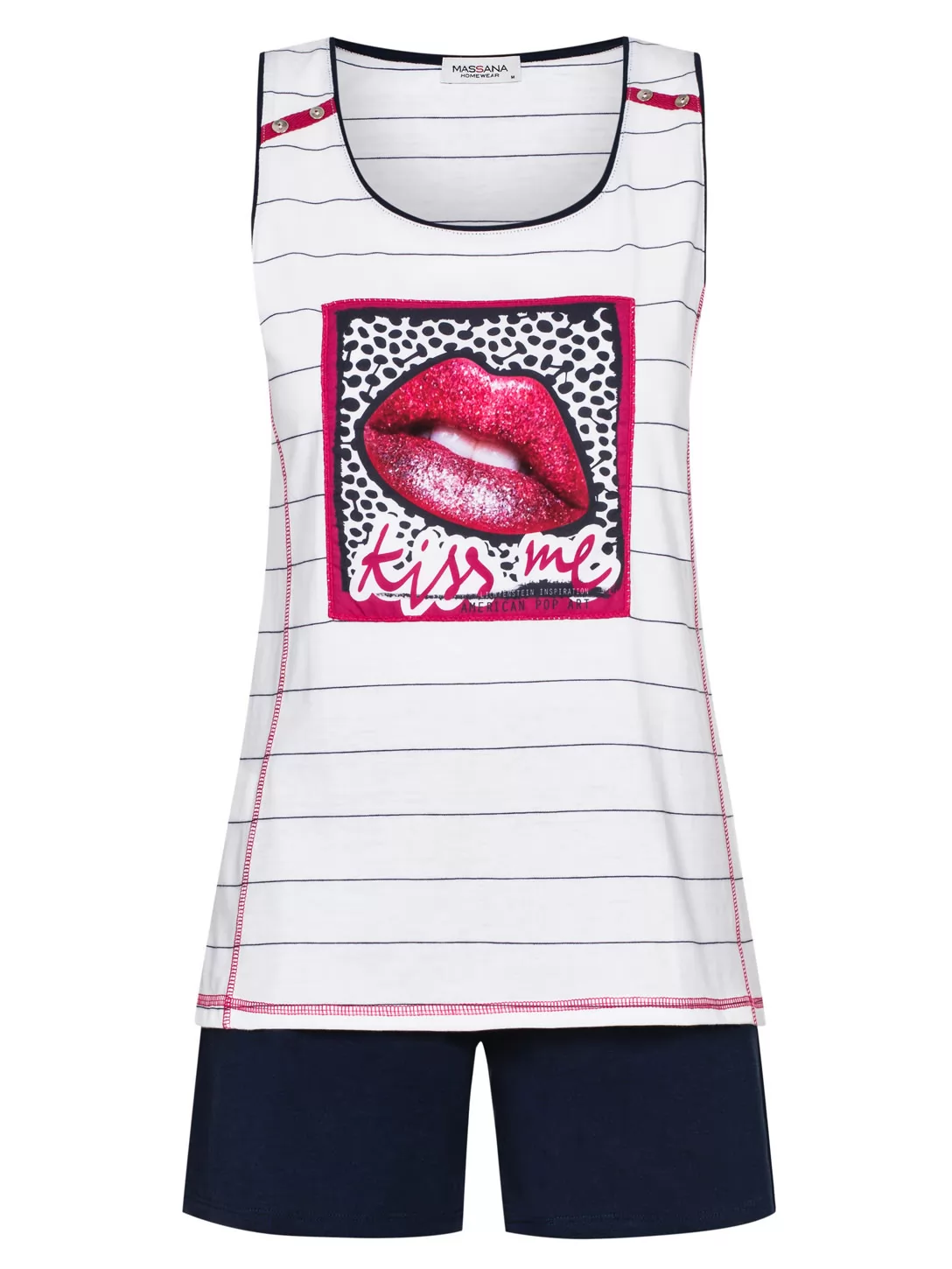 Biały, granatowy, różowy Piżama damska Massana 191200 - zdjęcie 1