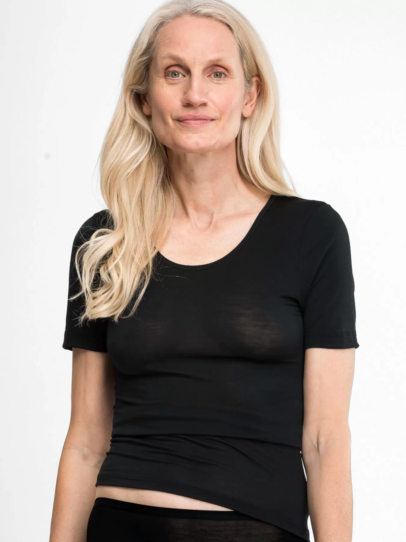 Czarny Koszulka Sylvia Speidel Sanja Wool Tencel 50348 - zdjęcie 1