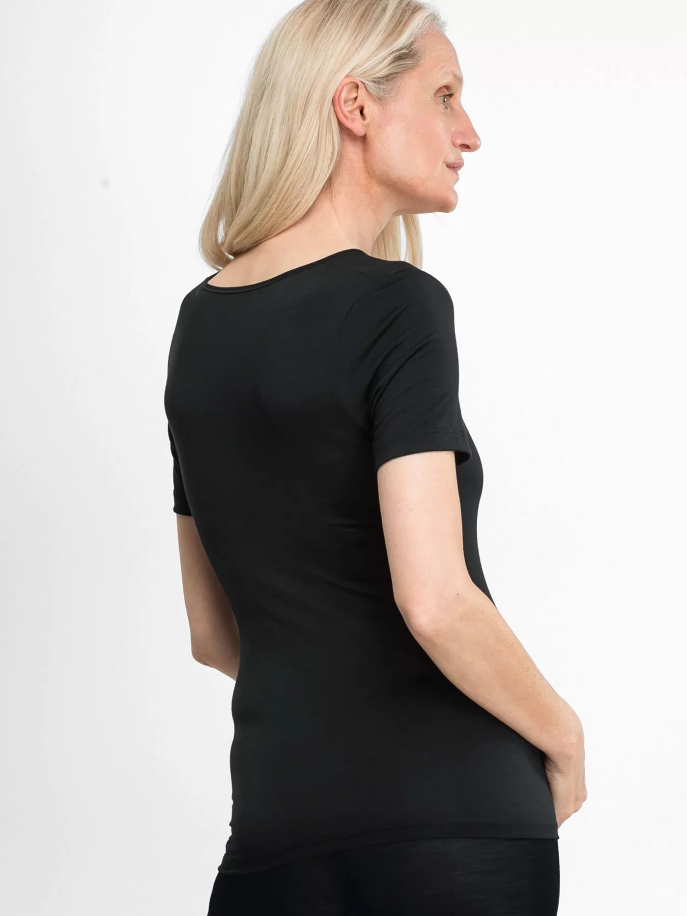 Czarny Koszulka Sylvia Speidel Sanja Wool Tencel 50348 - zdjęcie 2