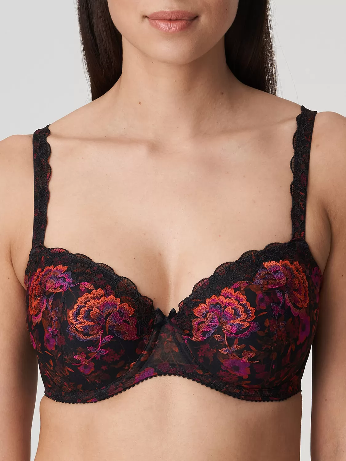 Antracytowy, pomarańczowy, różowy Biustonosz balkonetka PrimaDonna Palace Garden 263212 - zdjęcie 1