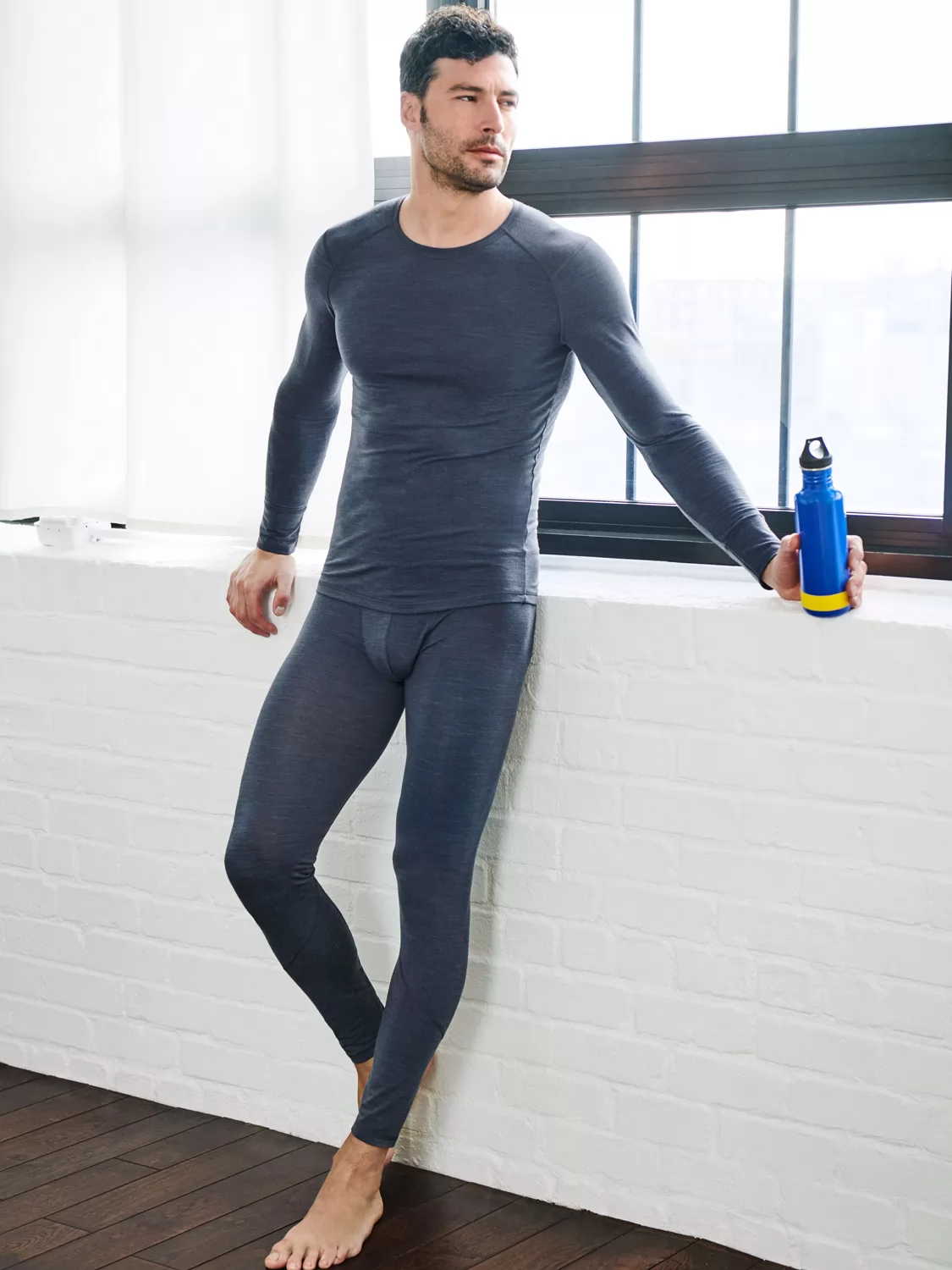 Granatowy Koszulka męska z wełny Huber Wool Performance 112003 - zdjęcie 5