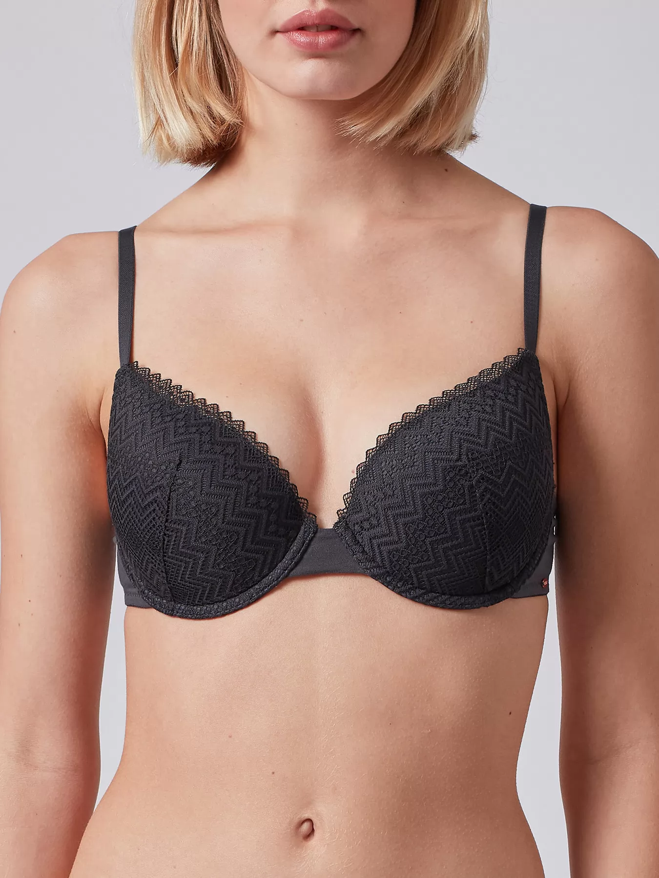 Antracytowy, szary Biustonosz Skiny Ethnic Lace 080343 - zdjęcie 1