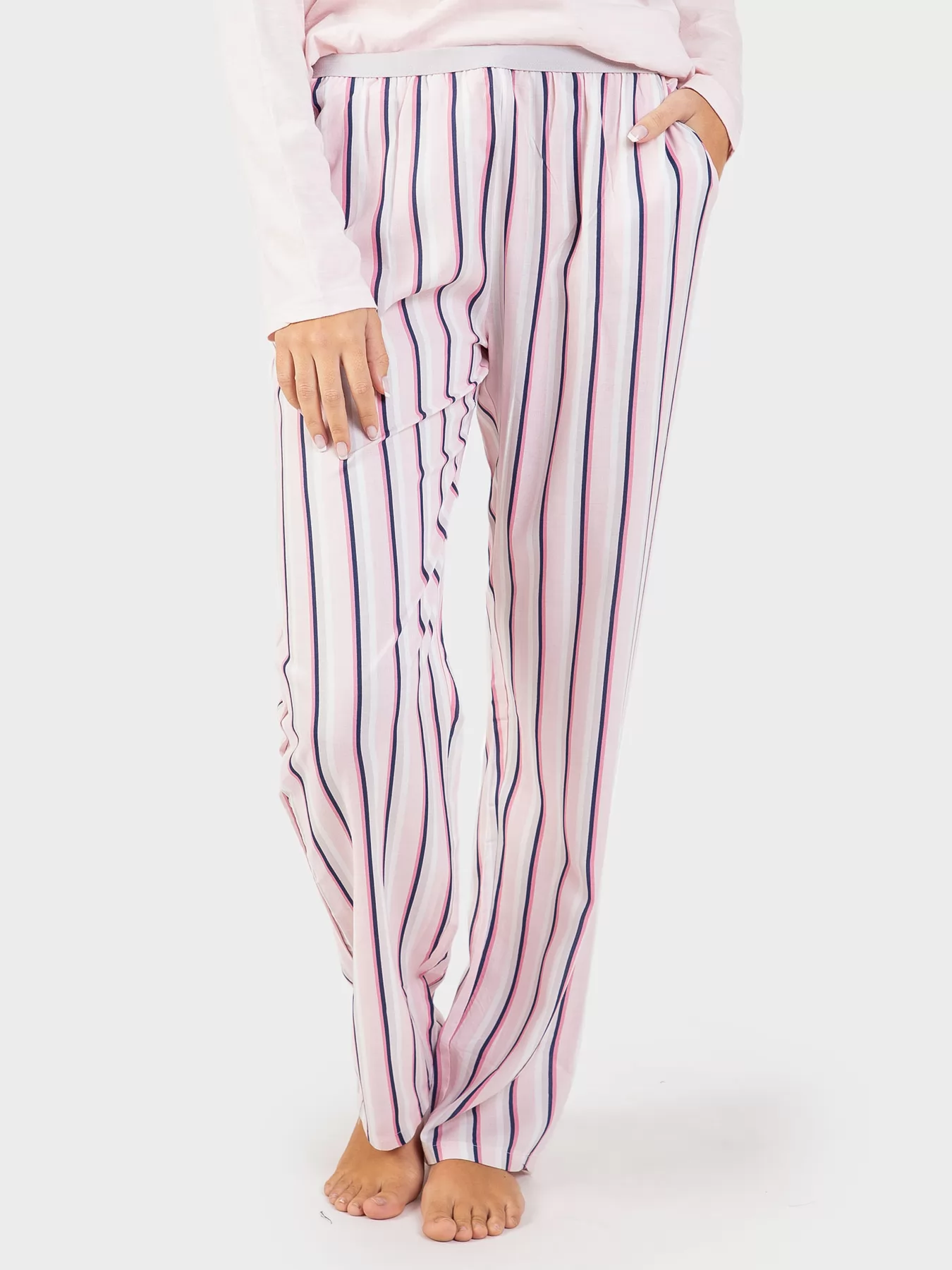 Biały, granatowy, różowy Spodnie damskie Massana 213203 - zdjęcie 1