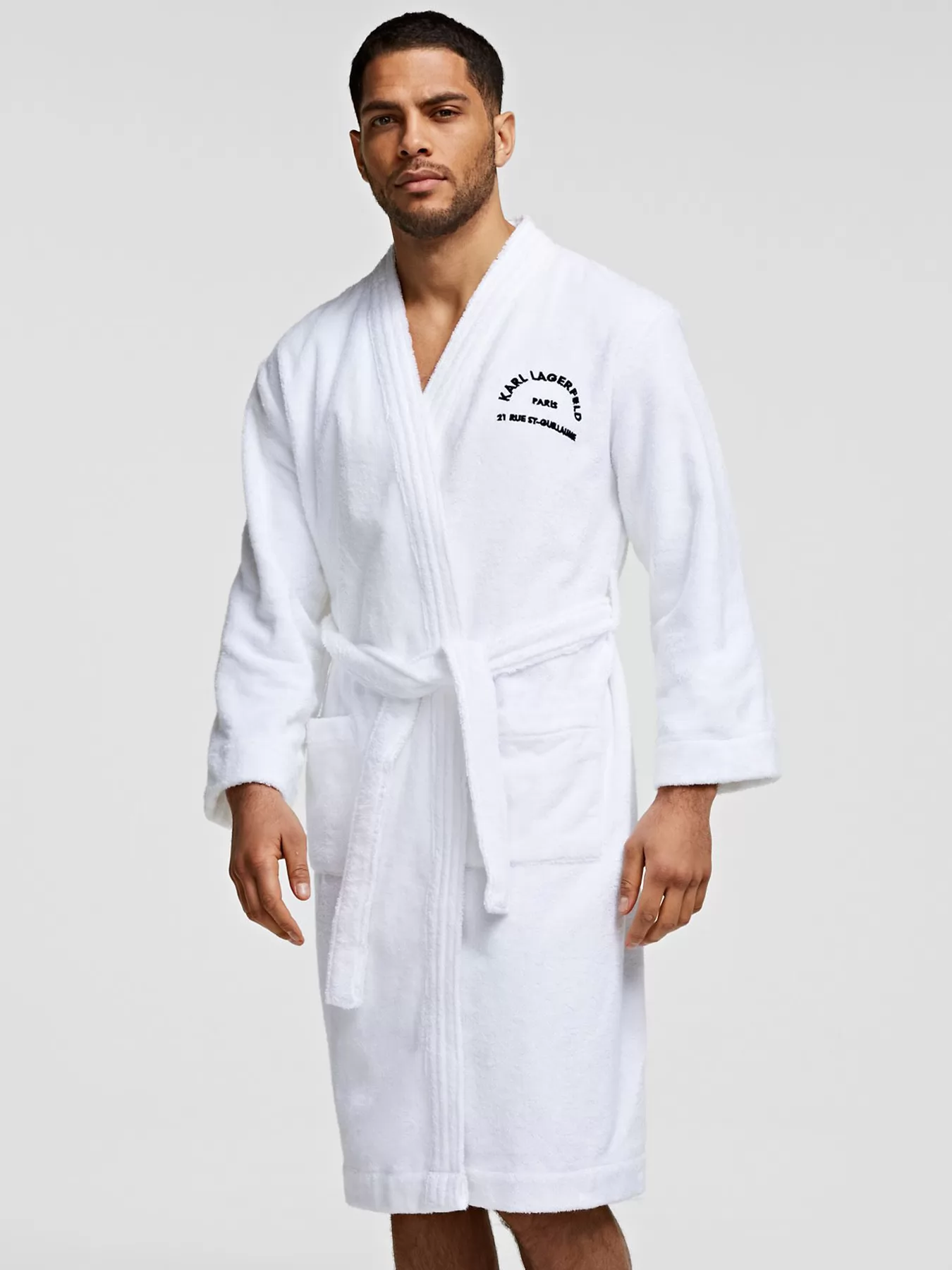 Biały Szlafrok męski Karl Lagerfeld 215M2180 - zdjęcie 1