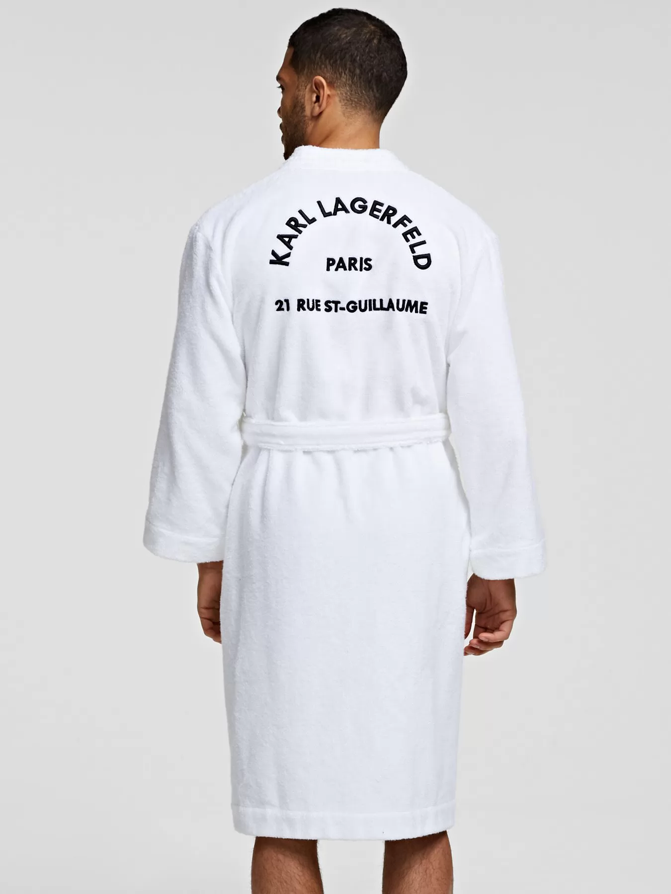 Biały Szlafrok męski Karl Lagerfeld 215M2180 - zdjęcie 2