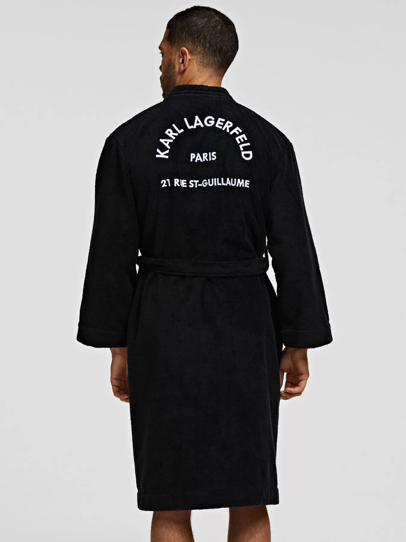 Czarny Szlafrok męski Karl Lagerfeld 215M2180 - zdjęcie 2