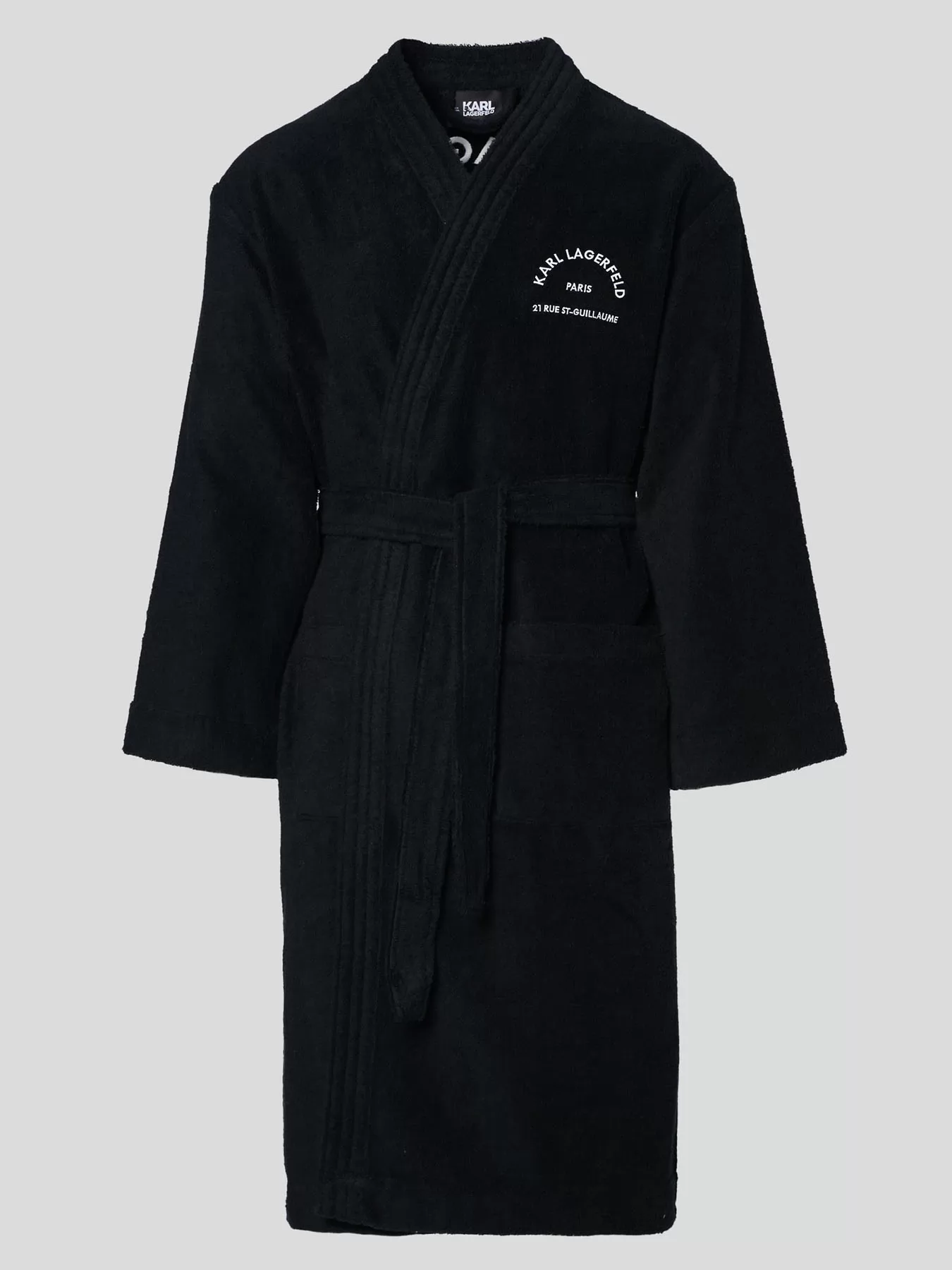 Czarny Szlafrok męski Karl Lagerfeld 215M2180 - zdjęcie 3