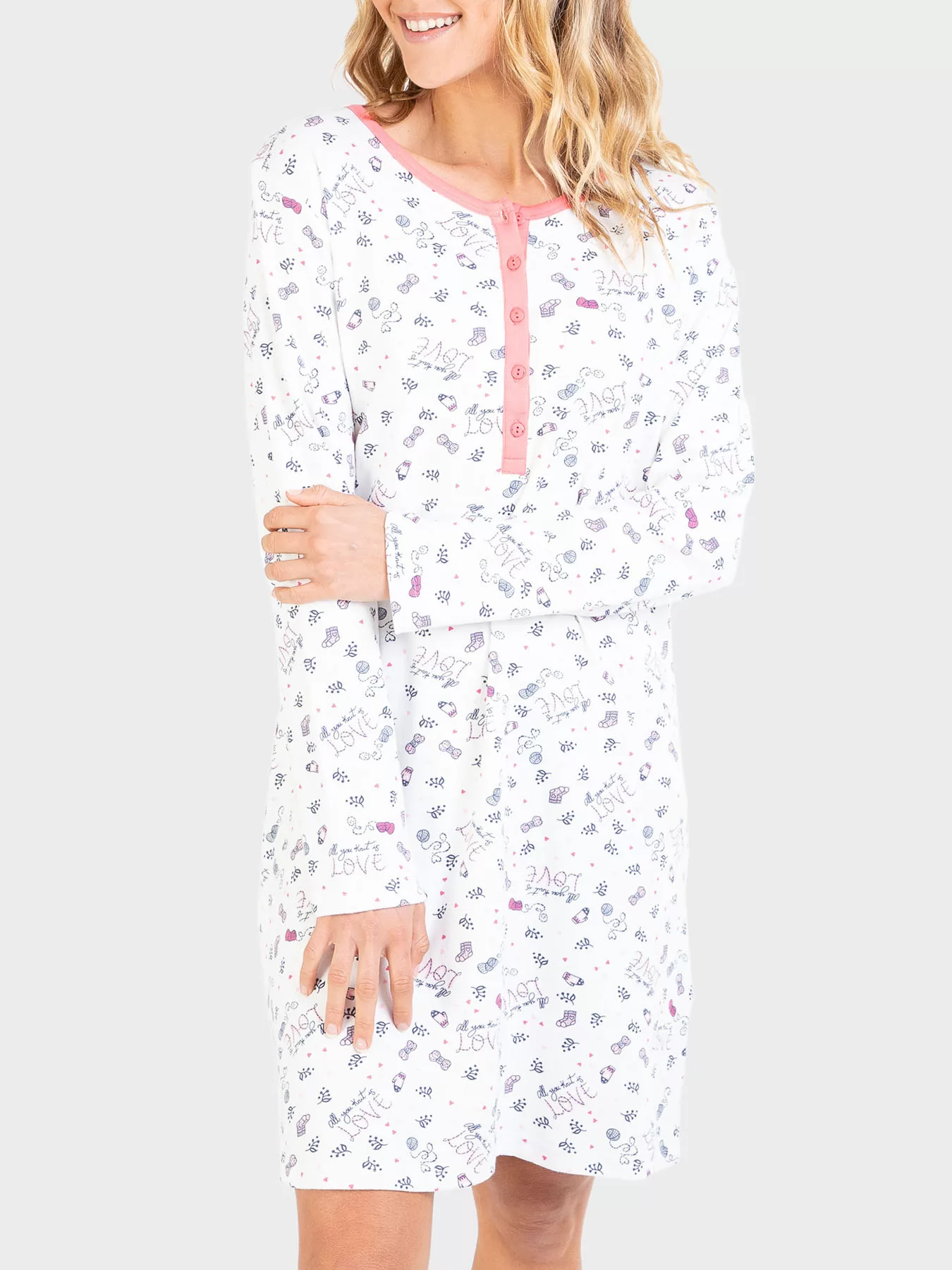 Biały, różowy Koszula nocna Massana 717203 - zdjęcie 1