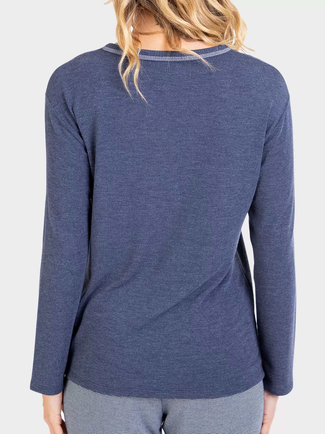 Granatowy, niebieski Koszulka damska longsleeve Massana 715201 - zdjęcie 2