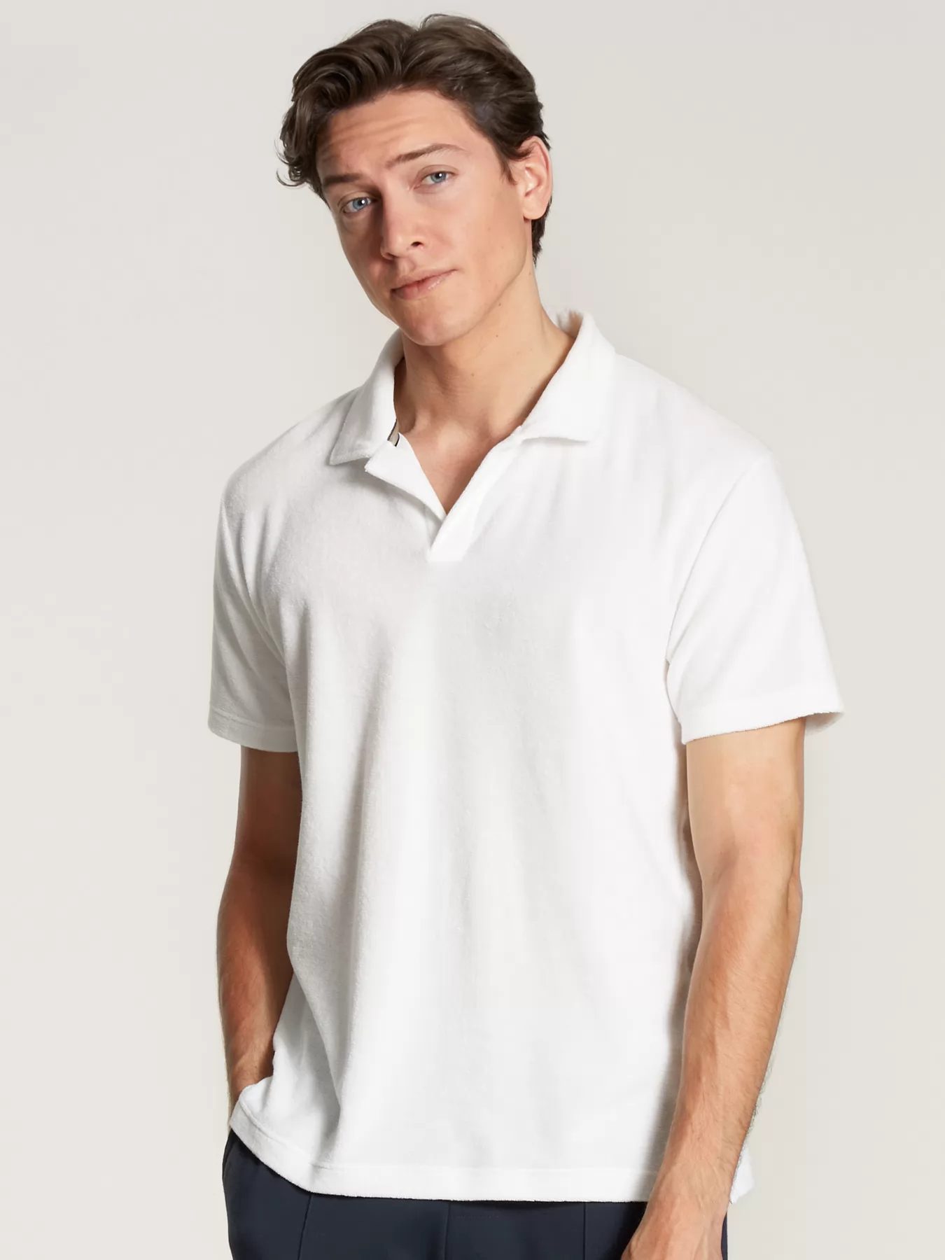 Biały Koszulka męska frotte Calida Remix Lounge Leisure 14469 - zdjęcie 1