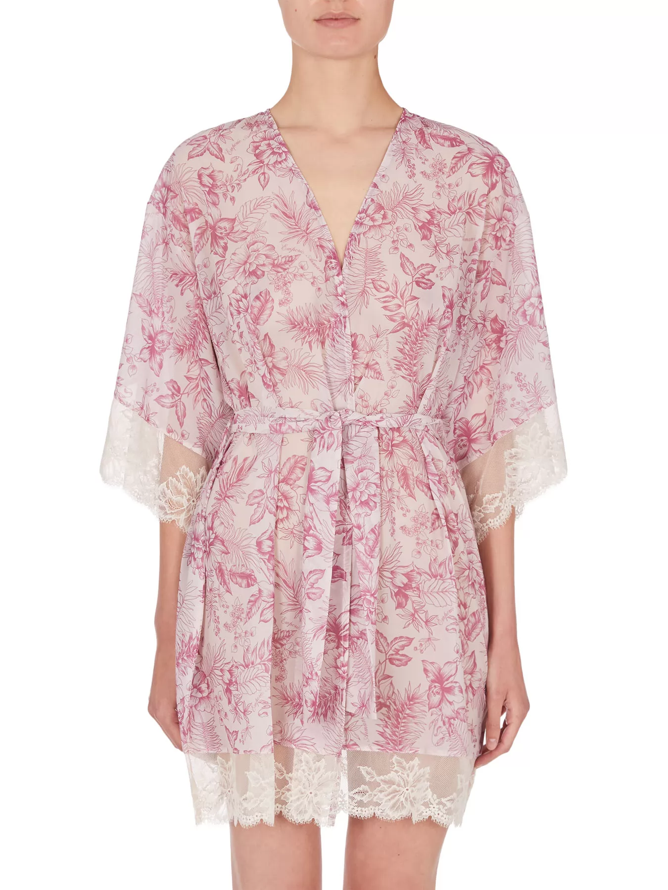 Kremowy, pudrowy róż, różowy Peniuar Emporio Armani 1645402R212 - zdjęcie 1