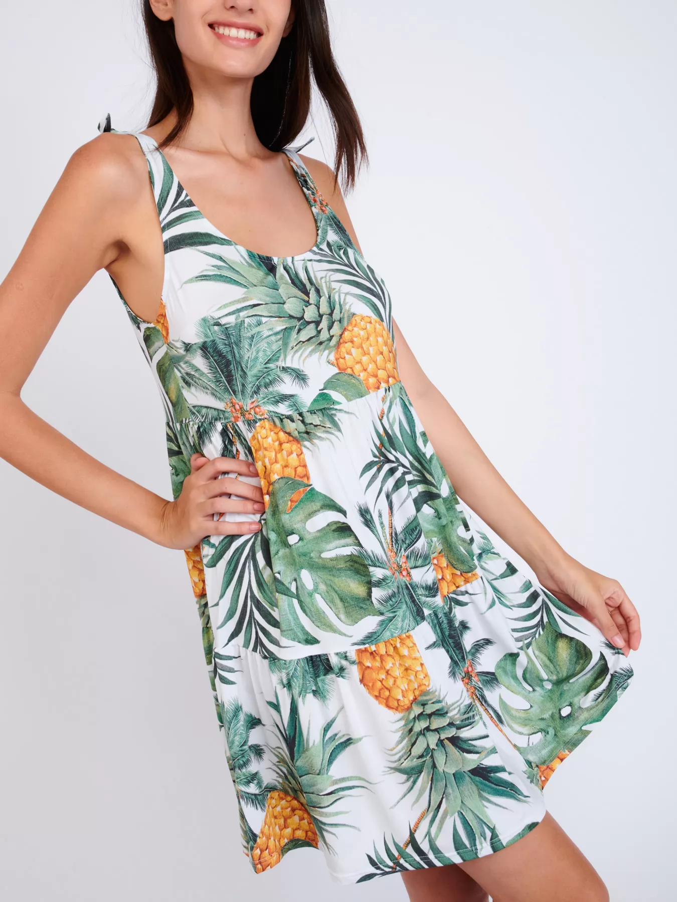 Biały, zielony, żółty Sukienka plażowa Banana Tobati Spring - zdjęcie 3