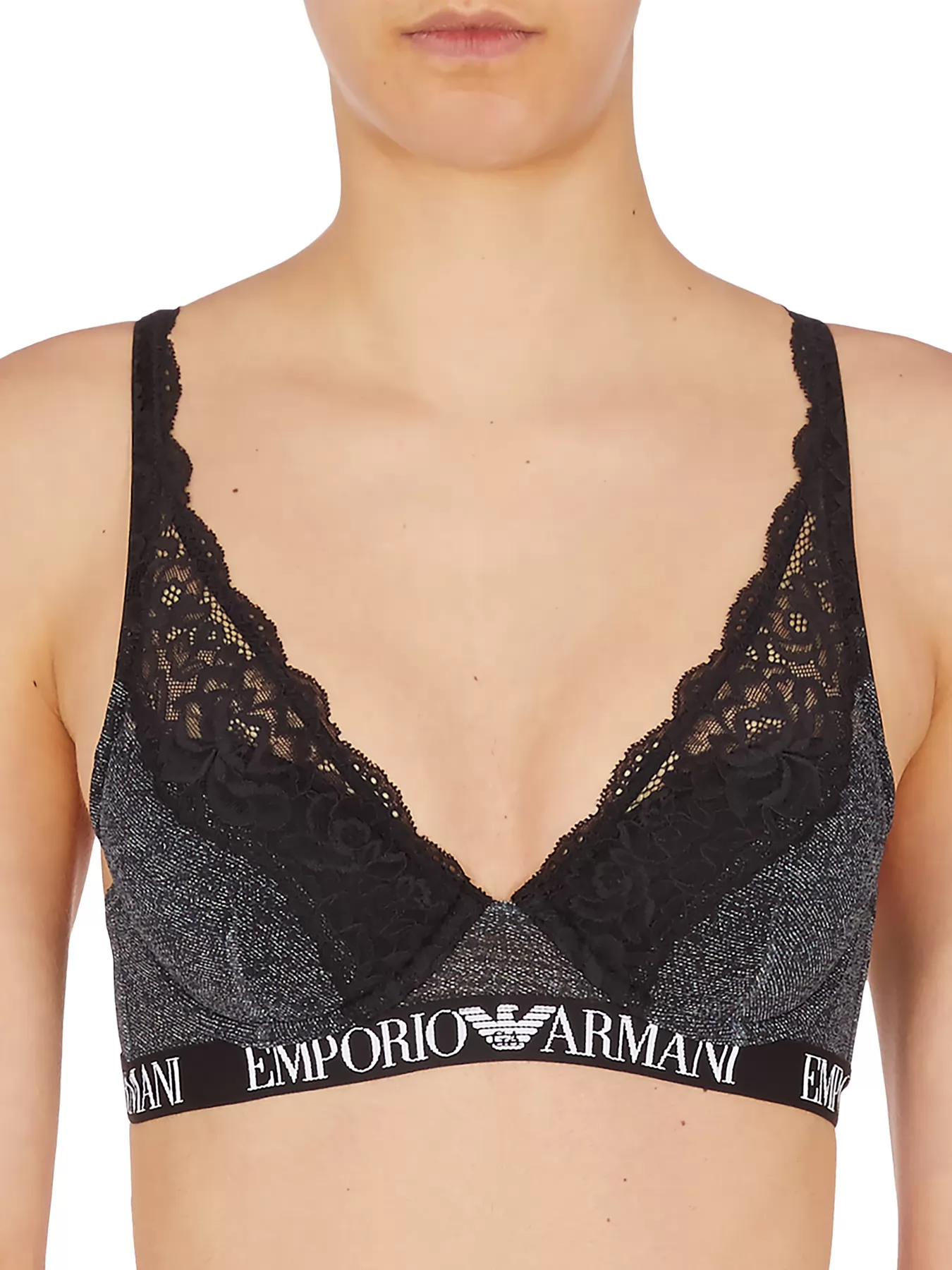 Szary, czarny Biustonosz bralette Emporio Armani 1644192R208 - zdjęcie 1