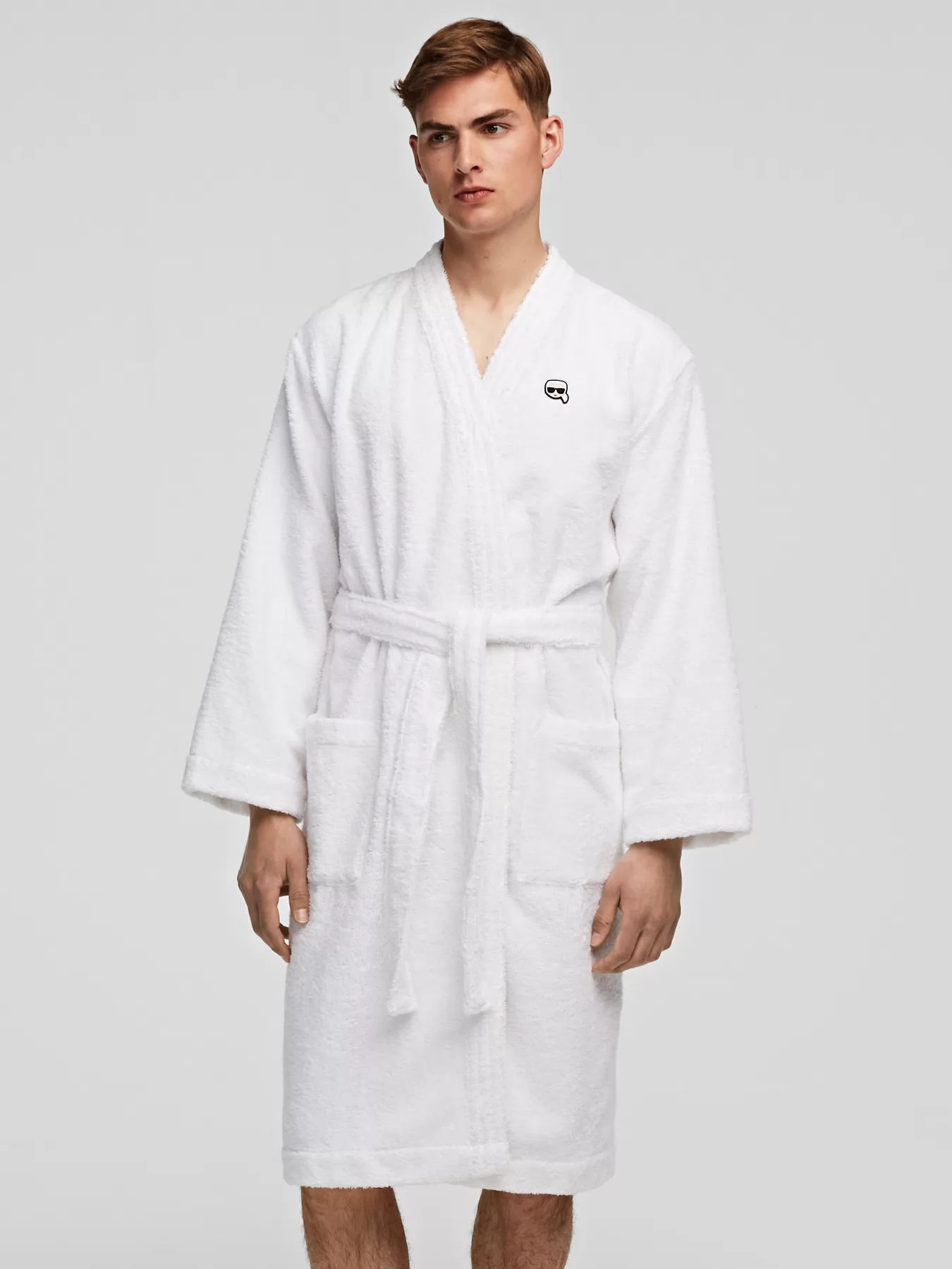 Biały Szlafrok męski Karl Lagerfeld 220M2185 - zdjęcie 1
