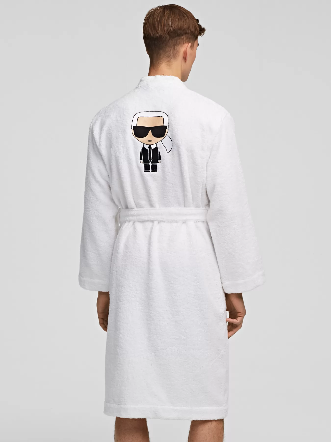 Biały Szlafrok męski Karl Lagerfeld 220M2185 - zdjęcie 2