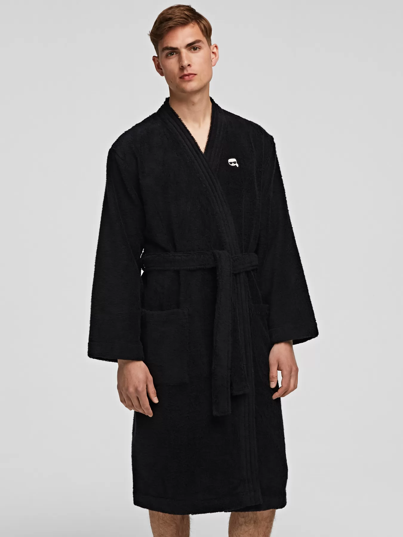 Czarny Szlafrok męski Karl Lagerfeld 220M2185 - zdjęcie 1