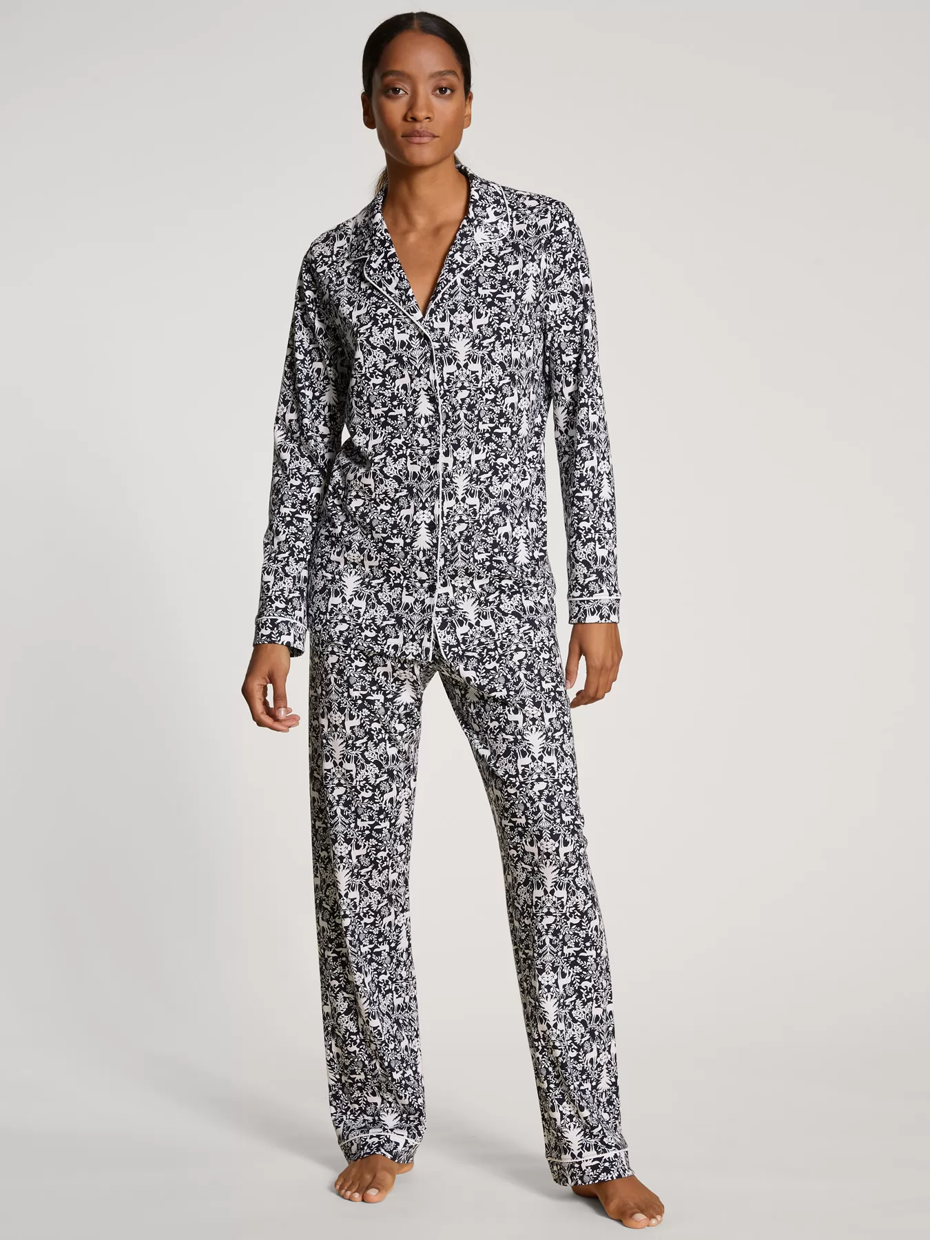 Biały, granatowy Piżama damska Calida Winter Dreams 41292 - zdjęcie 1