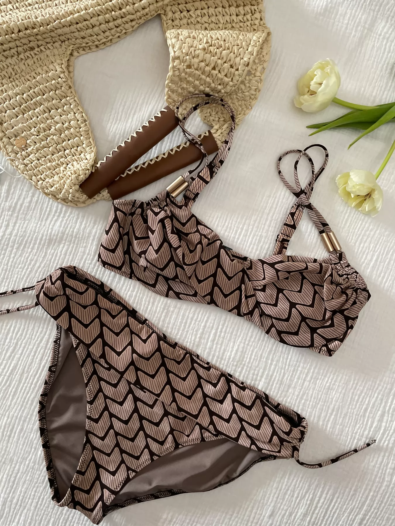 Beżowy, brązowy Kostium kąpielowy Opera 61017 - zdjęcie 2