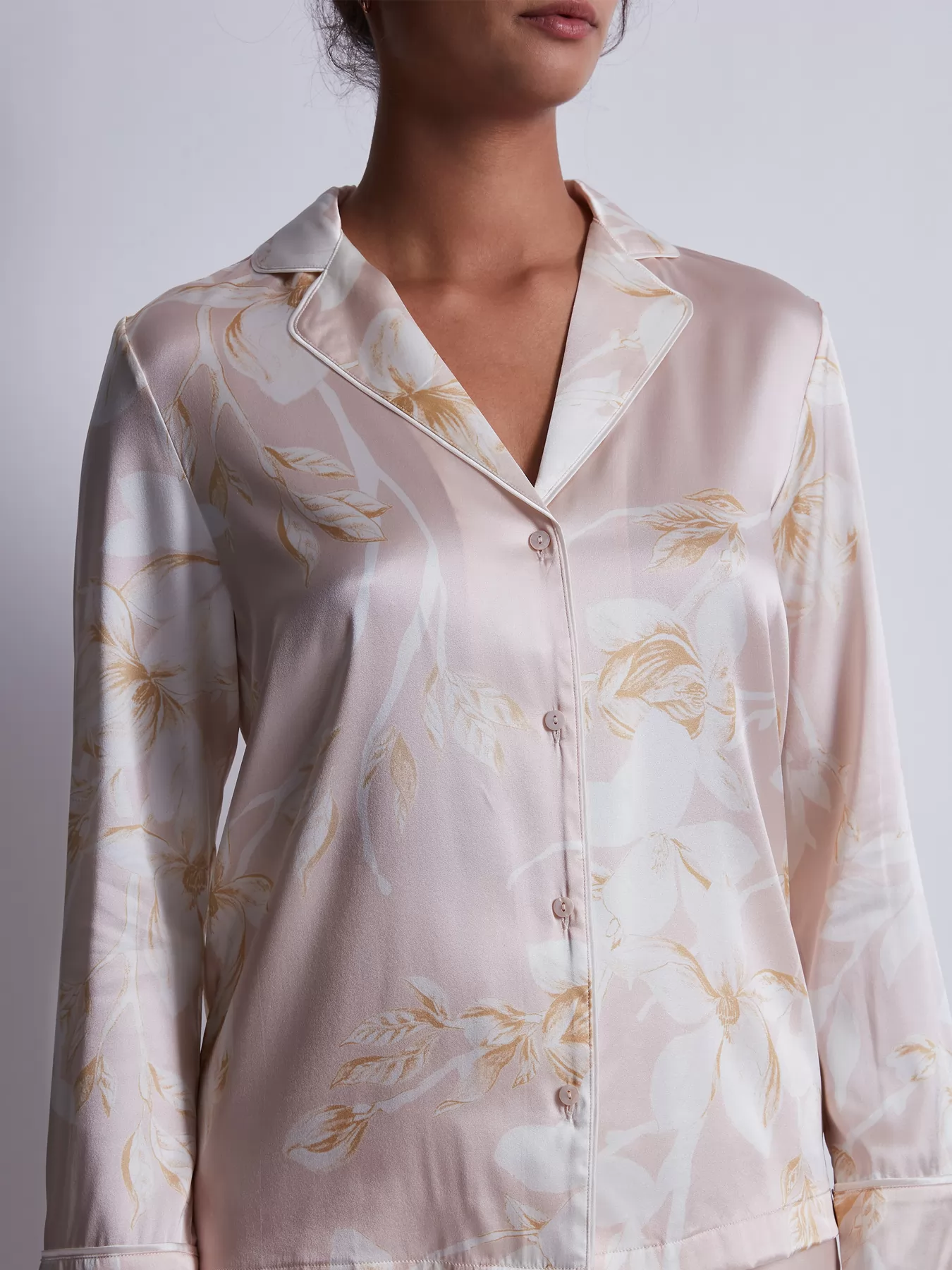 Biały, różowy Jedwabna koszulka nocna Aubade Silk By Night RT44 - zdjęcie 3