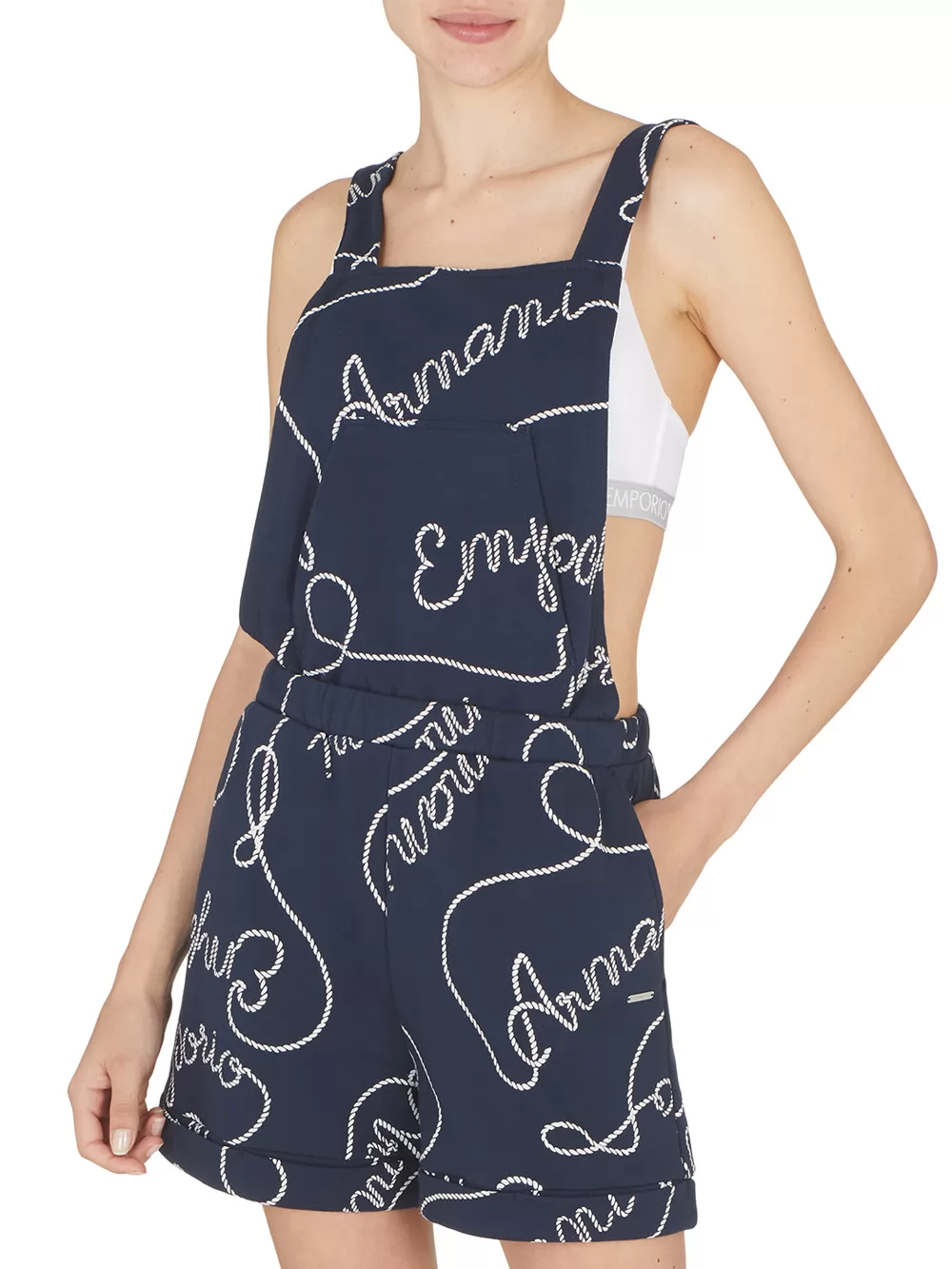 Granatowy Spodenki ogrodniczki Emporio Armani 2627363R320 - zdjęcie 1