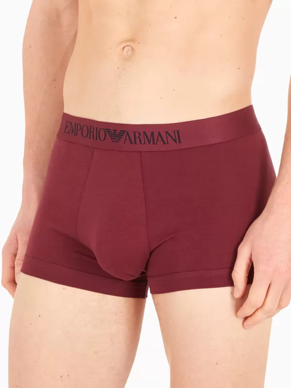 Bordowy, czarny Bokserki męskie 2PACK Emporio Armani 1112103F504 - zdjęcie 3