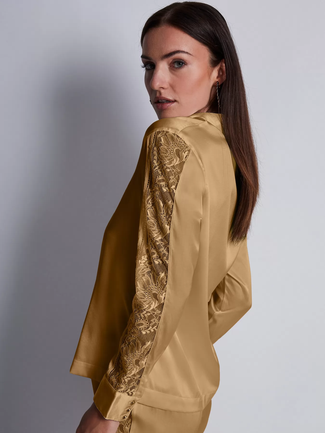 Złoty Jedwabna koszulka Aubade Midnight Whisper 2S44 - zdjęcie 3