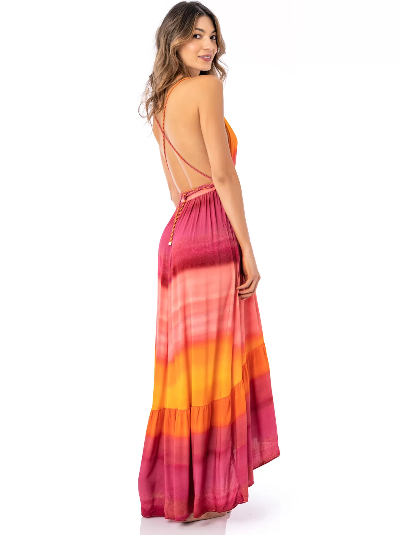 Pomarańczowy, różowy Sukienka plażowa Maaji Flaming Sunset PT2190CL - zdjęcie 2