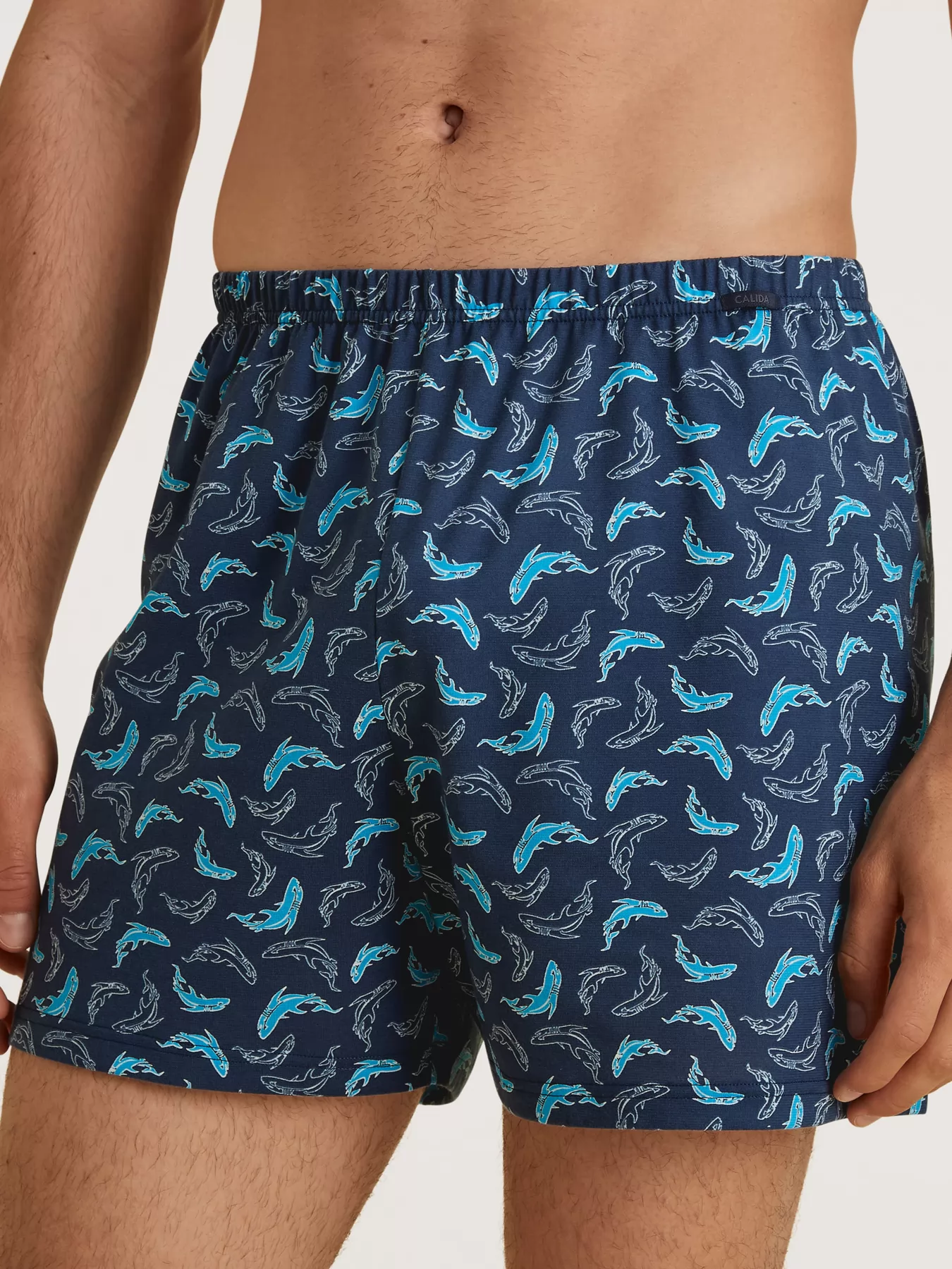 Granatowy, niebieski Bokserki męskie Calida Prints 24389 - zdjęcie 1