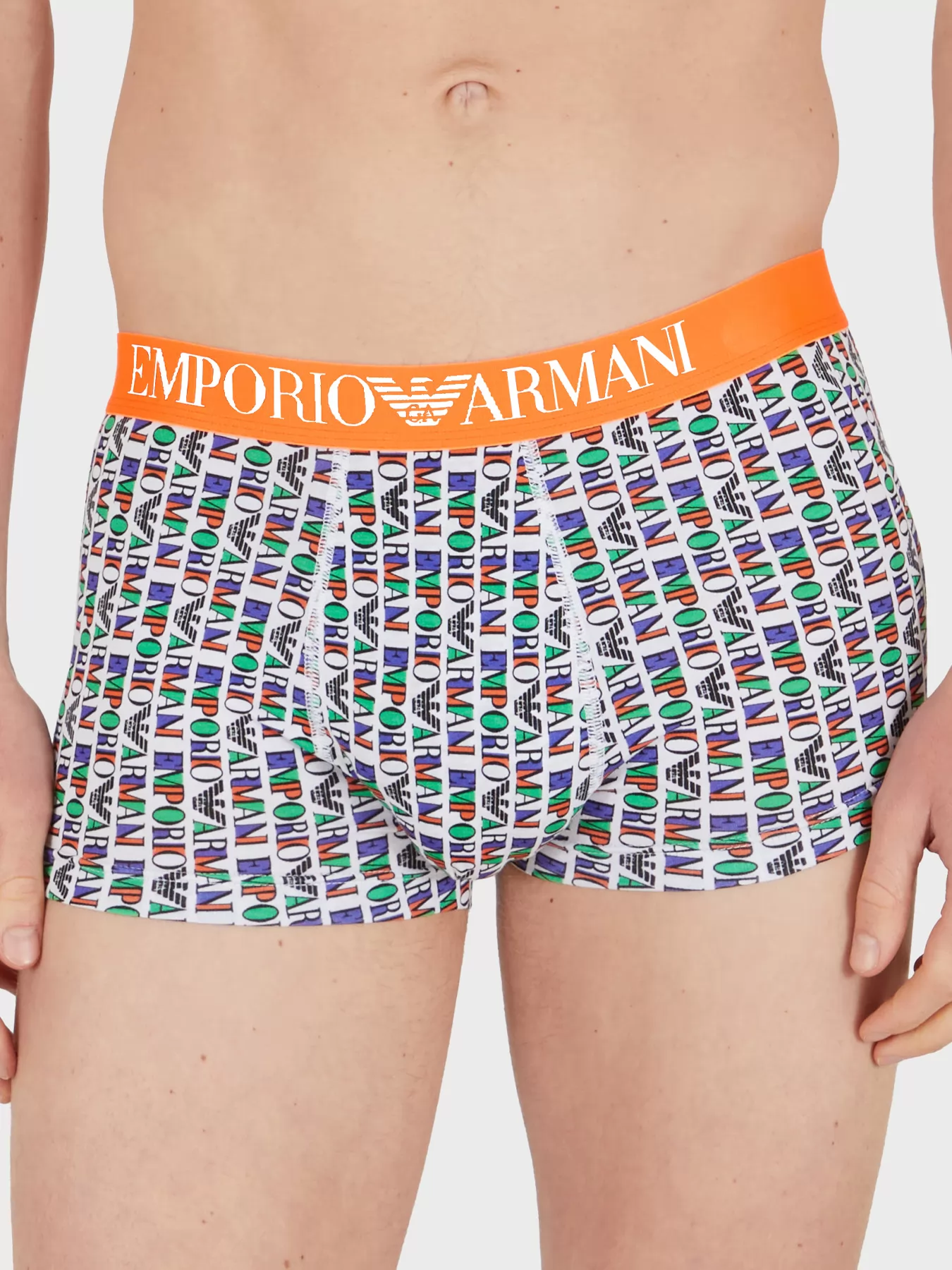 Pomarańczowy, wielobarwny, zielony Bokserki męskie Emporio Armani 1112904R508 - zdjęcie 1