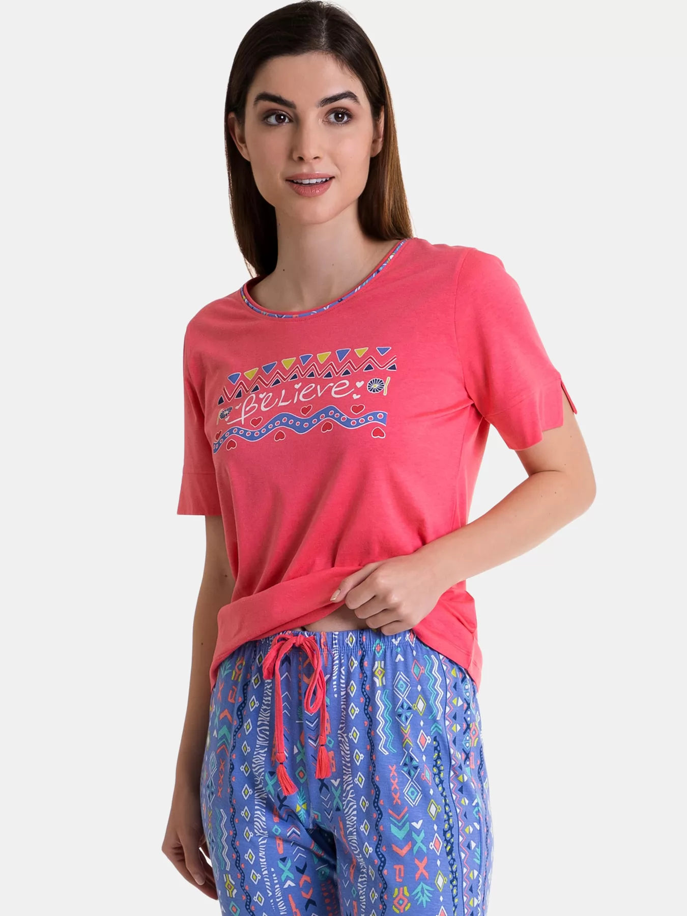 Niebieski, różowy Piżama damska Massana 241202 - zdjęcie 3