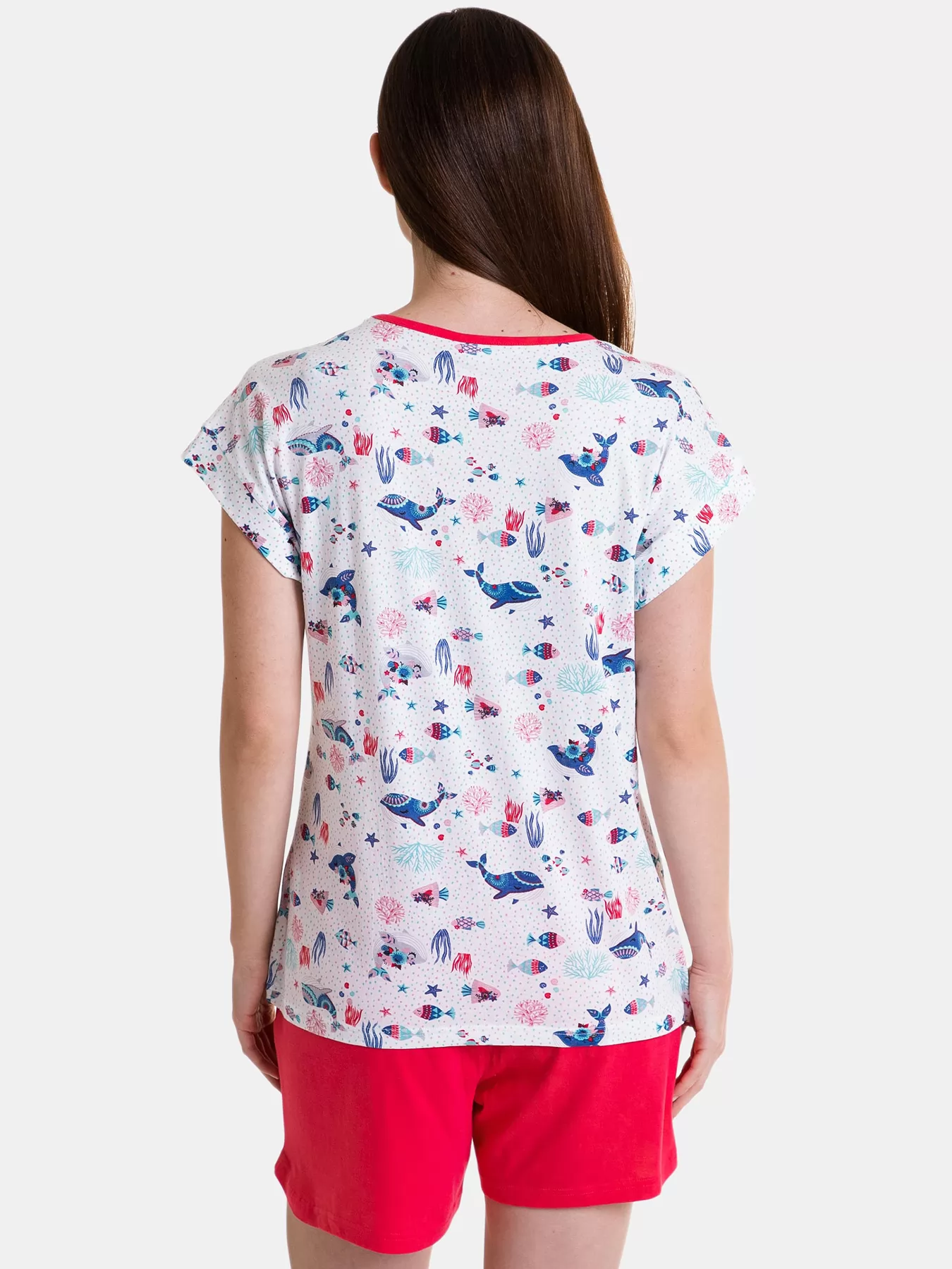 Biały, niebieski, różowy Piżama damska Massana 241204 - zdjęcie 2