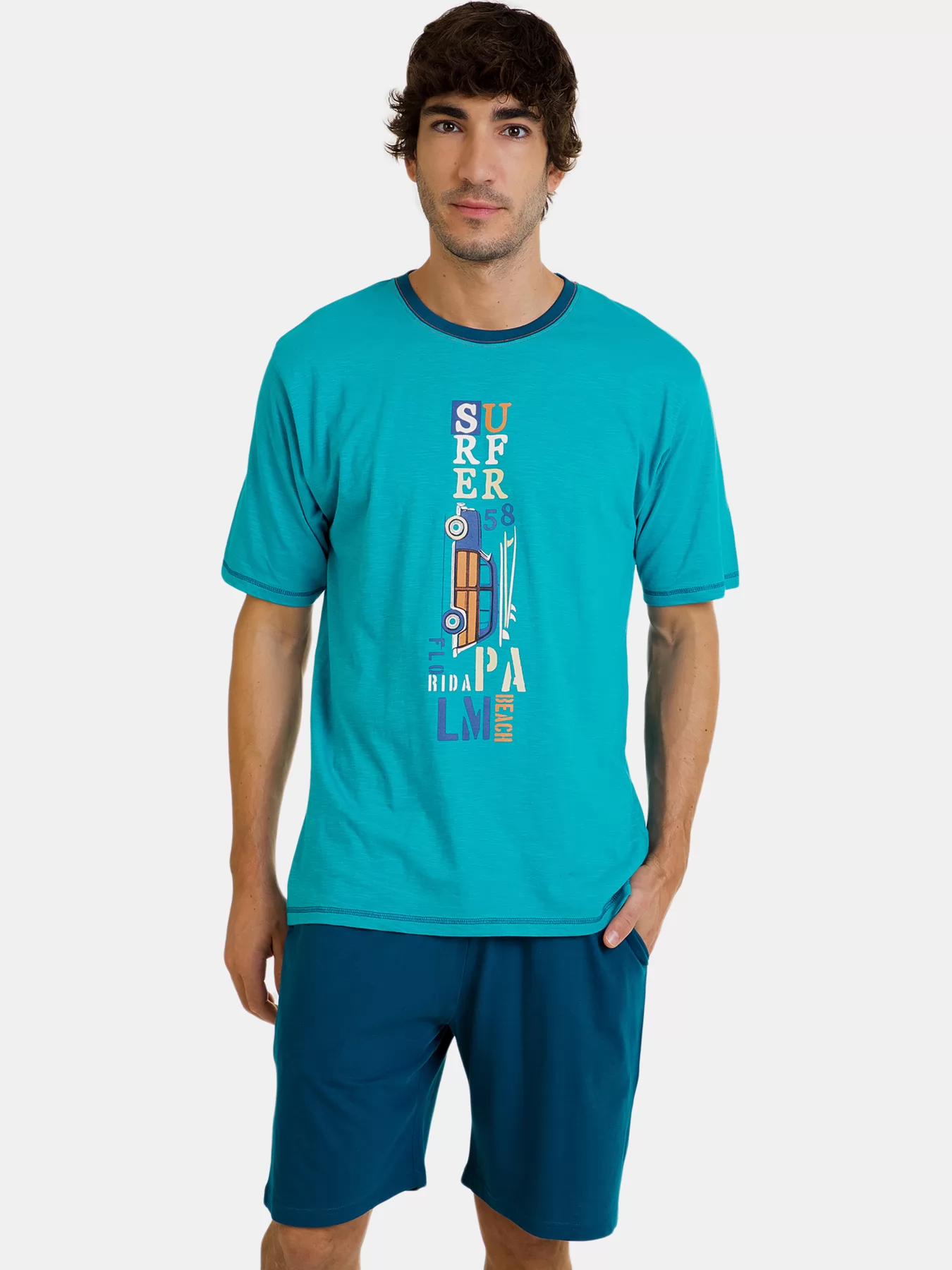 Granatowy, niebieski Piżama męska Massana 241301 - zdjęcie 1