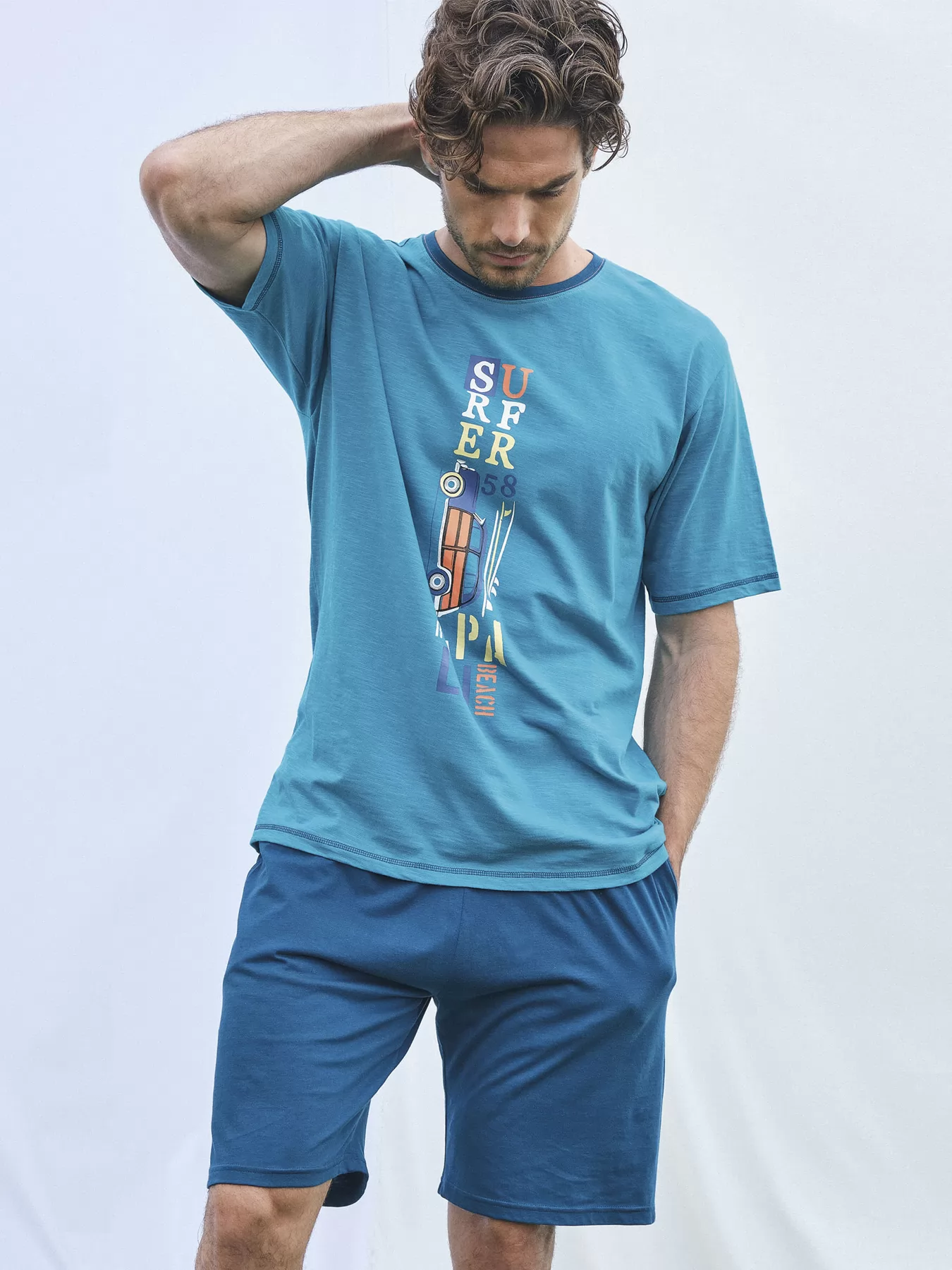 Granatowy, niebieski Piżama męska Massana 241301 - zdjęcie 4