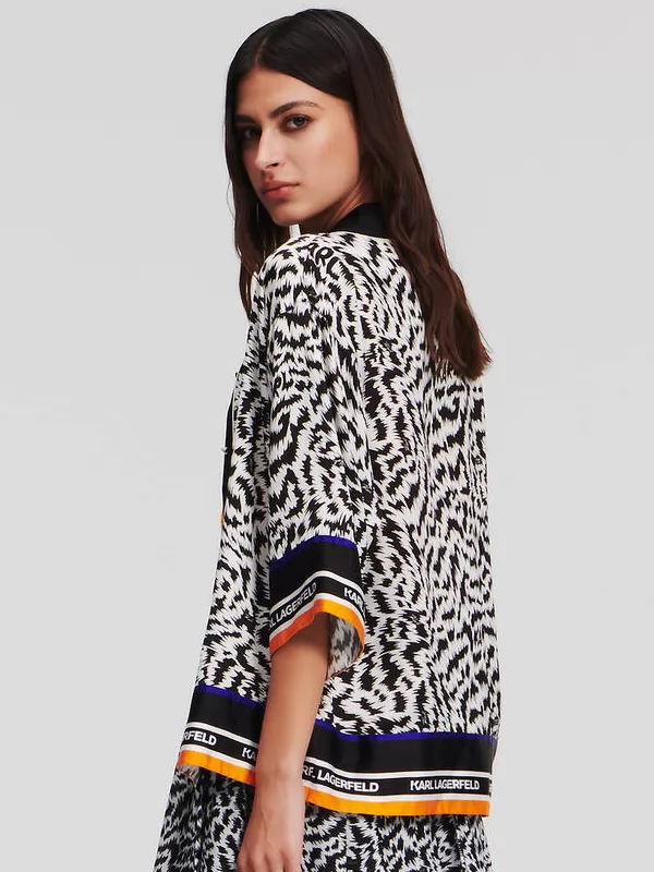 Biały, czarno-biały, czarny, pomarańczowy Koszula damska Karl Lagerfeld 241W1605 - zdjęcie 2