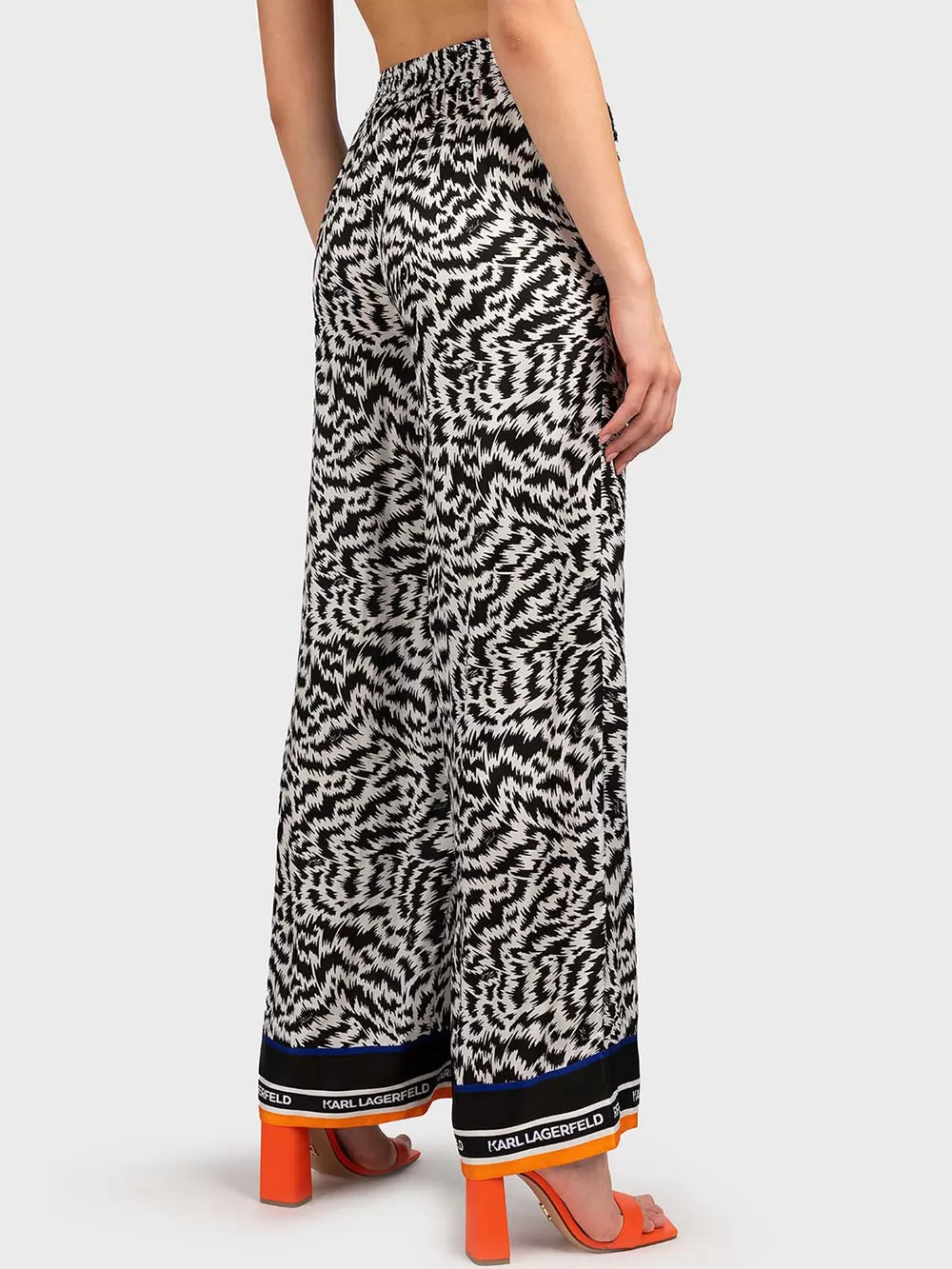Biały, czarno-biały, czarny, pomarańczowy Spodnie damskie Karl Lagerfeld 241W1005 - zdjęcie 2