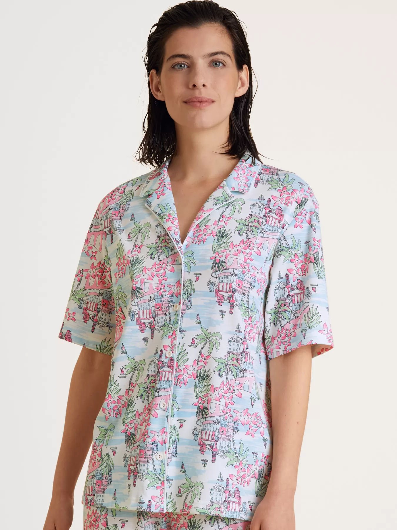 Niebieski, różowy, wielobarwny Koszula damska Calida Amalfi Journey 14055 - zdjęcie 1