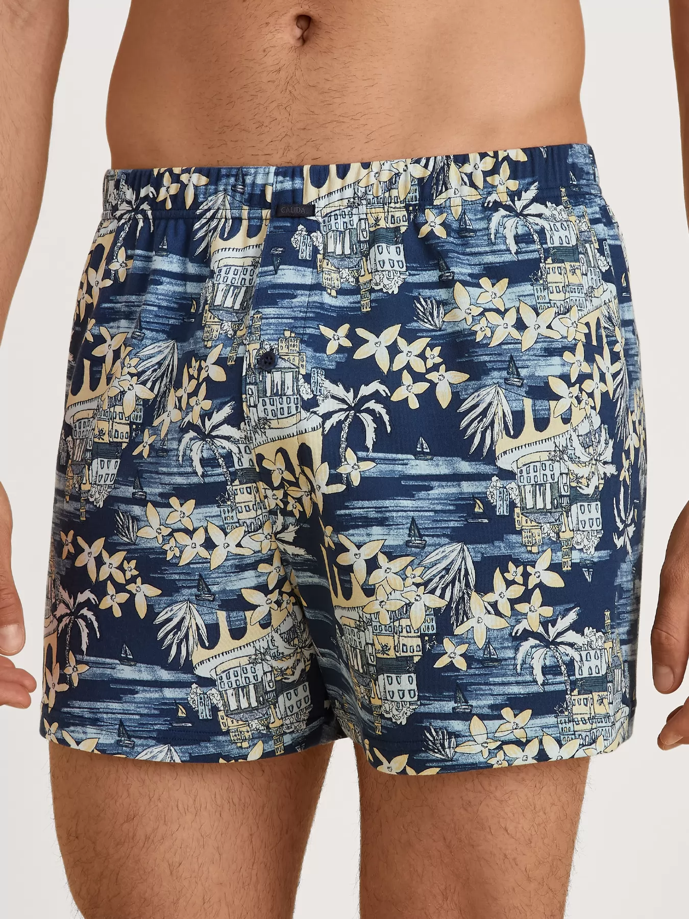 Granatowy, żółty Bokserki męskie Calida Amalfi Journey 24285 - zdjęcie 1