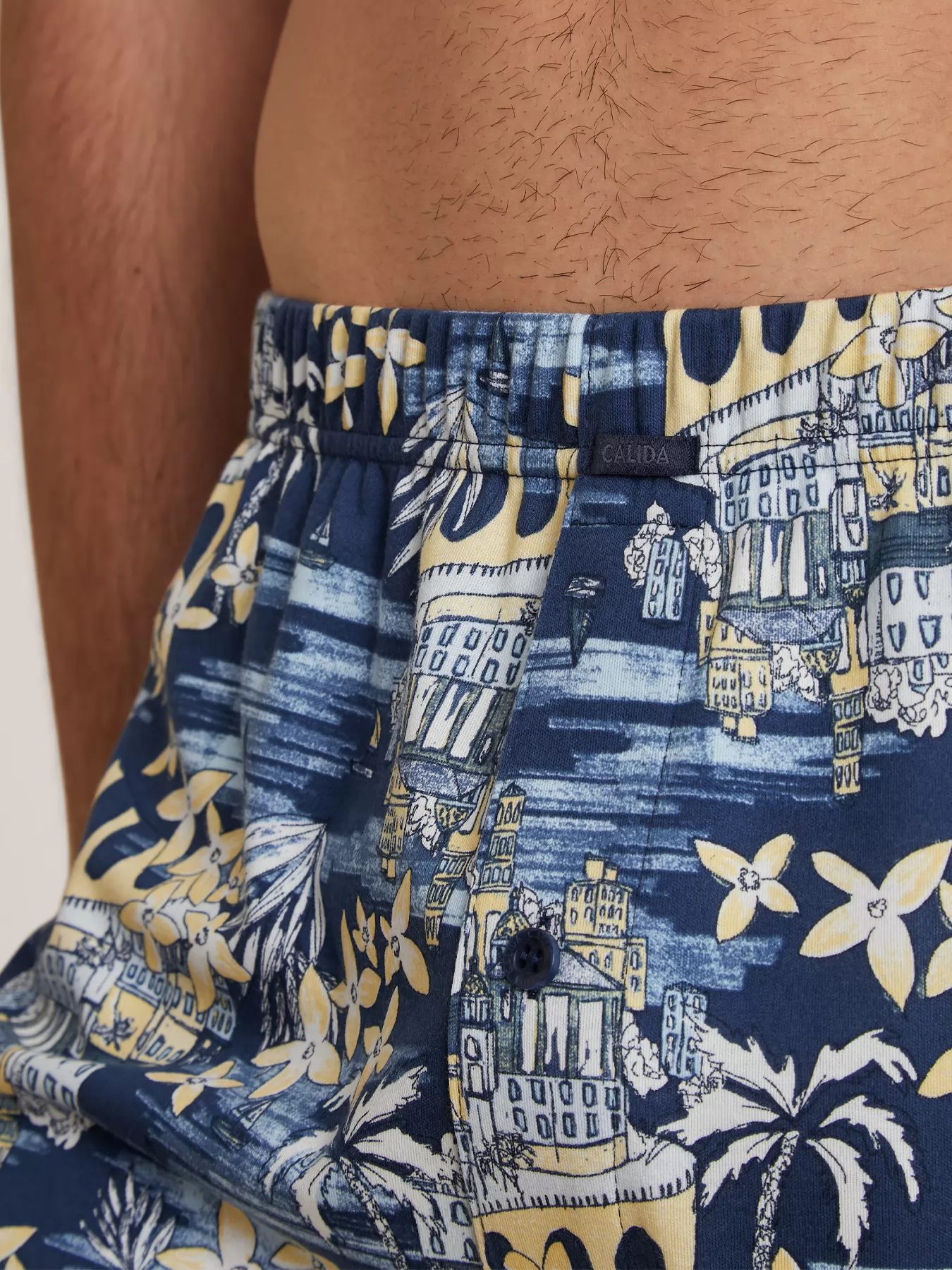 Granatowy, żółty Bokserki męskie Calida Amalfi Journey 24285 - zdjęcie 3