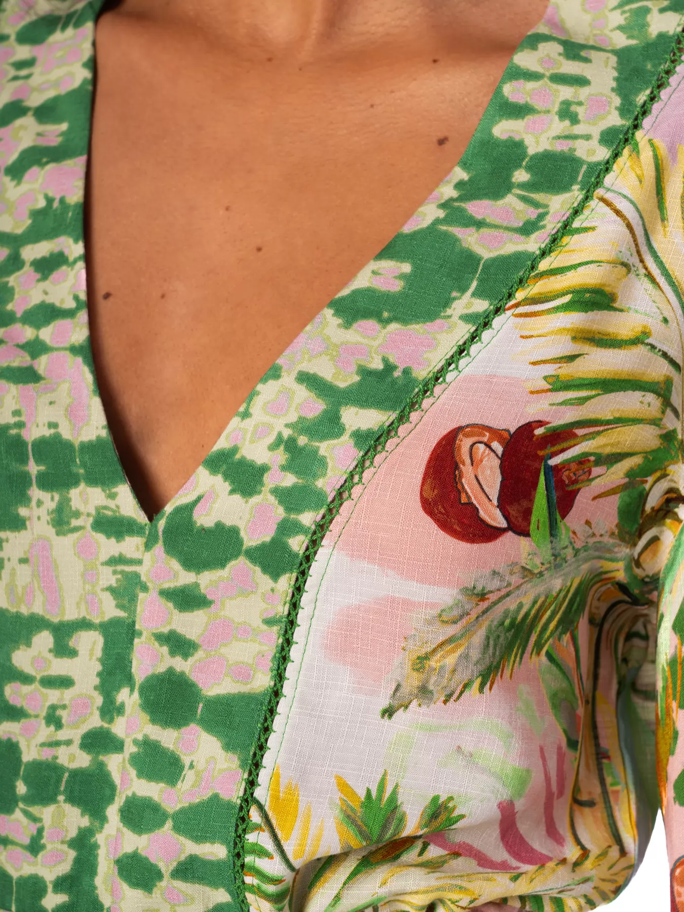 Różowy, zielony Tunika plażowa Maaji Dancing Sunny Rio PT2472CP - zdjęcie 3