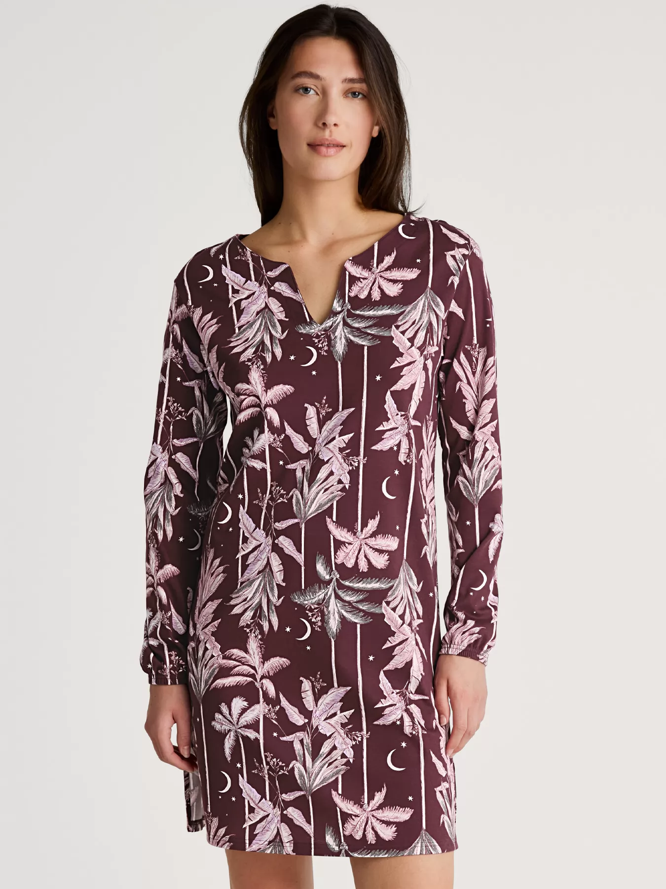 Bordowy, wielobarwny Koszula nocna Calida Favourites Ground 31891 - zdjęcie 1