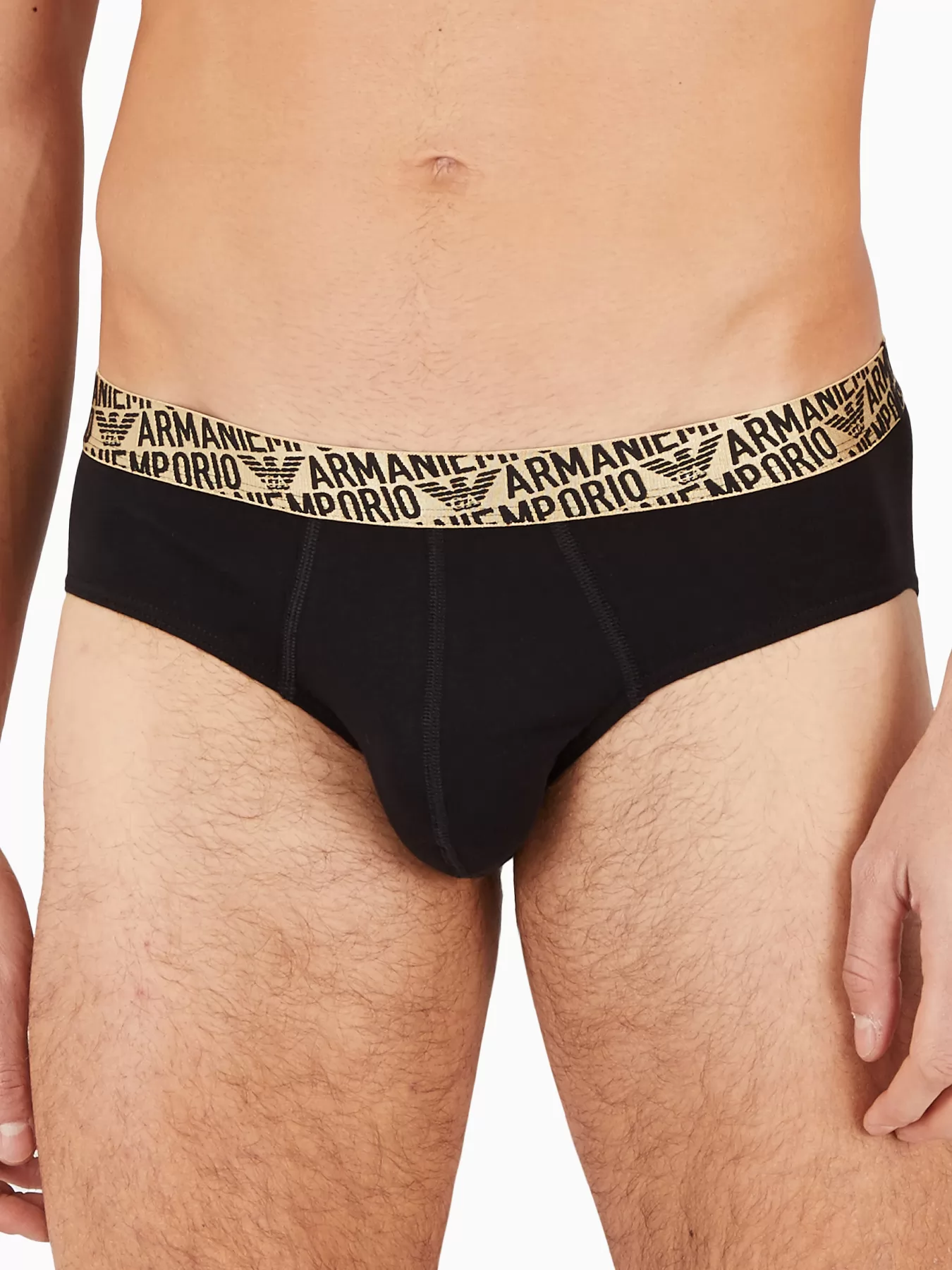 Czarny, wielobarwny, złoty Slipy męskie 2PACK Emporio Armani 1117334F598 - zdjęcie 1