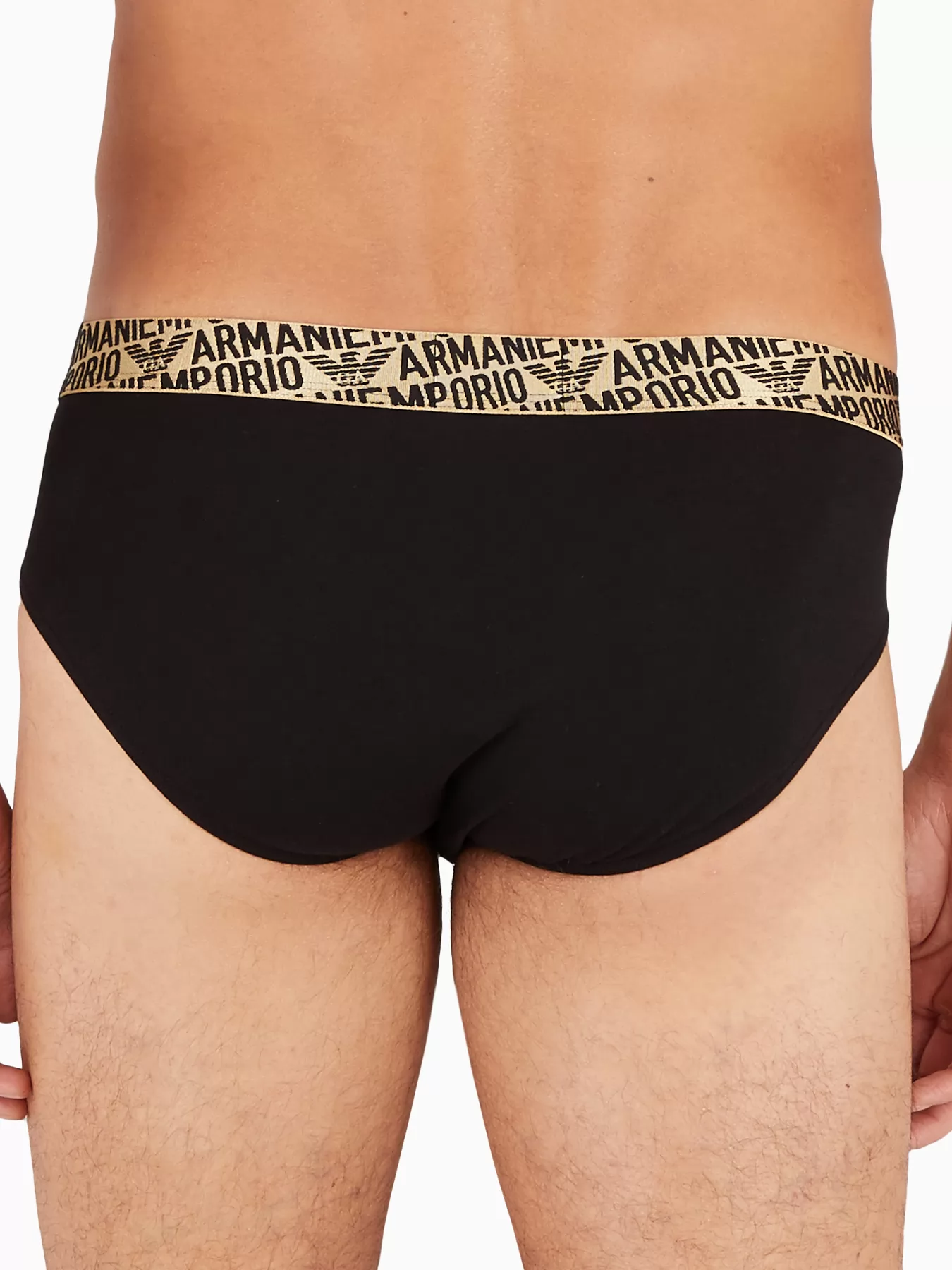 Czarny, wielobarwny, złoty Slipy męskie 2PACK Emporio Armani 1117334F598 - zdjęcie 3