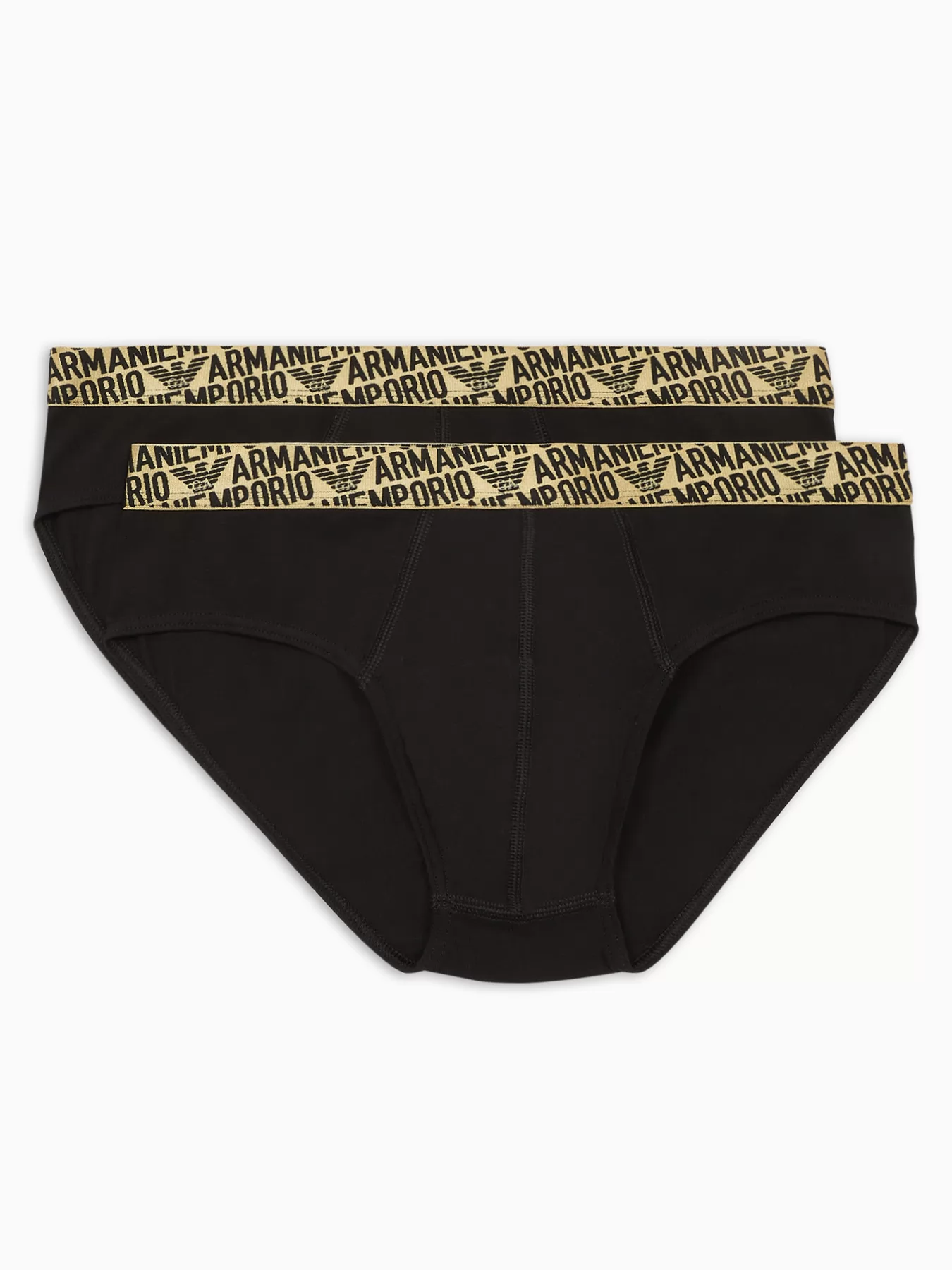 Czarny, wielobarwny, złoty Slipy męskie 2PACK Emporio Armani 1117334F598 - zdjęcie 2