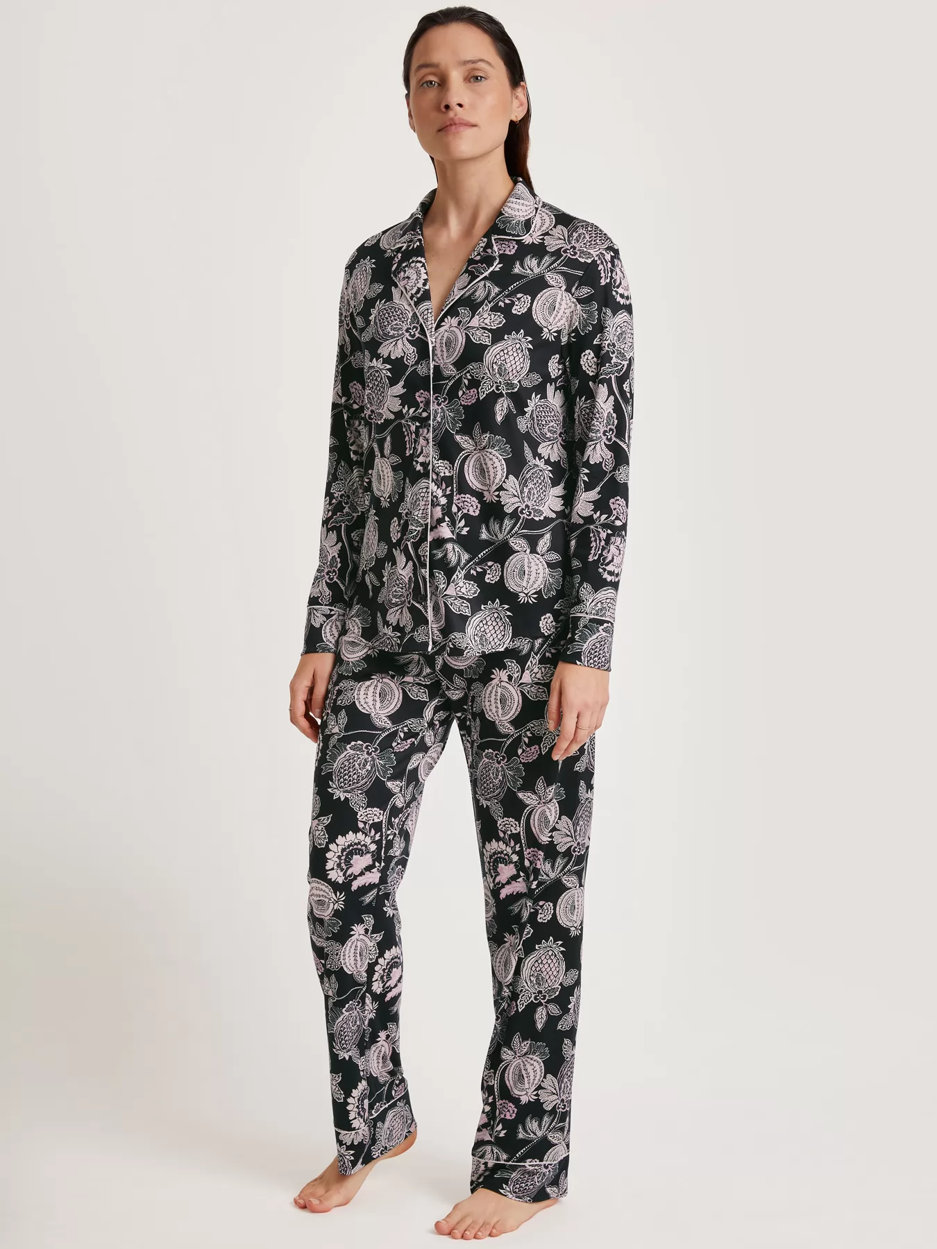 Czarny, różowy, wielobarwny Jedwabna piżama damska Calida Moonlight Dreams 42955 - zdjęcie 1