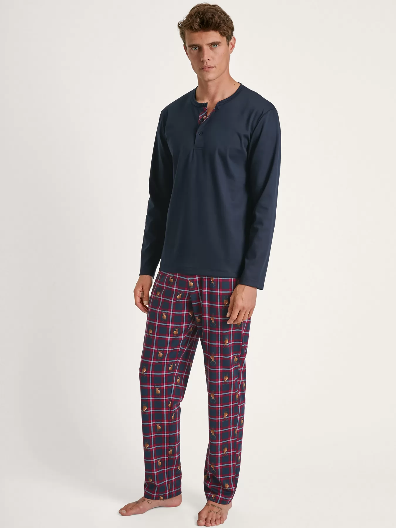 Granatowy Piżama męska Calida Family and Friends 41884 - zdjęcie 1