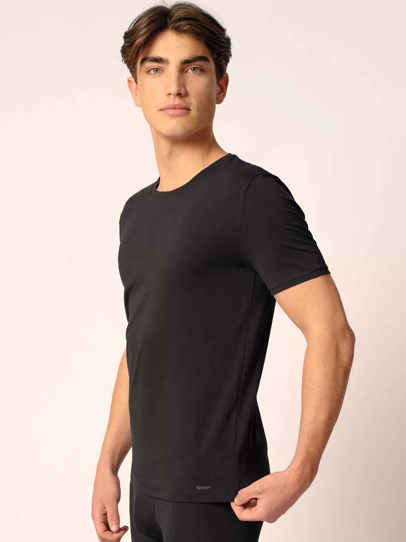 Czarny Koszulka męska Skiny Cotton Fresh 080983 - zdjęcie 1