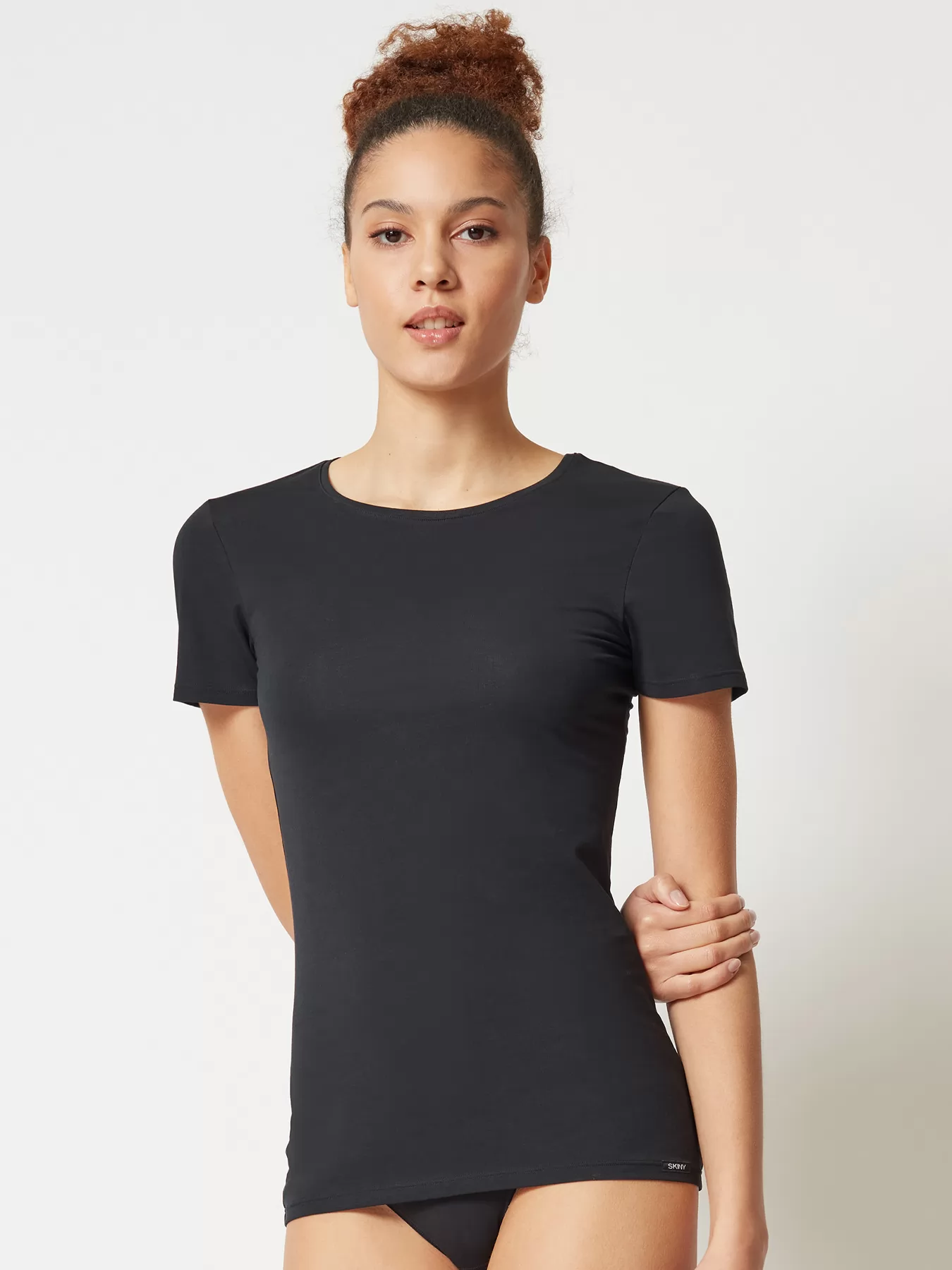 Czarny Koszulka damska Skiny Cotton Essentials 080785 - zdjęcie 1