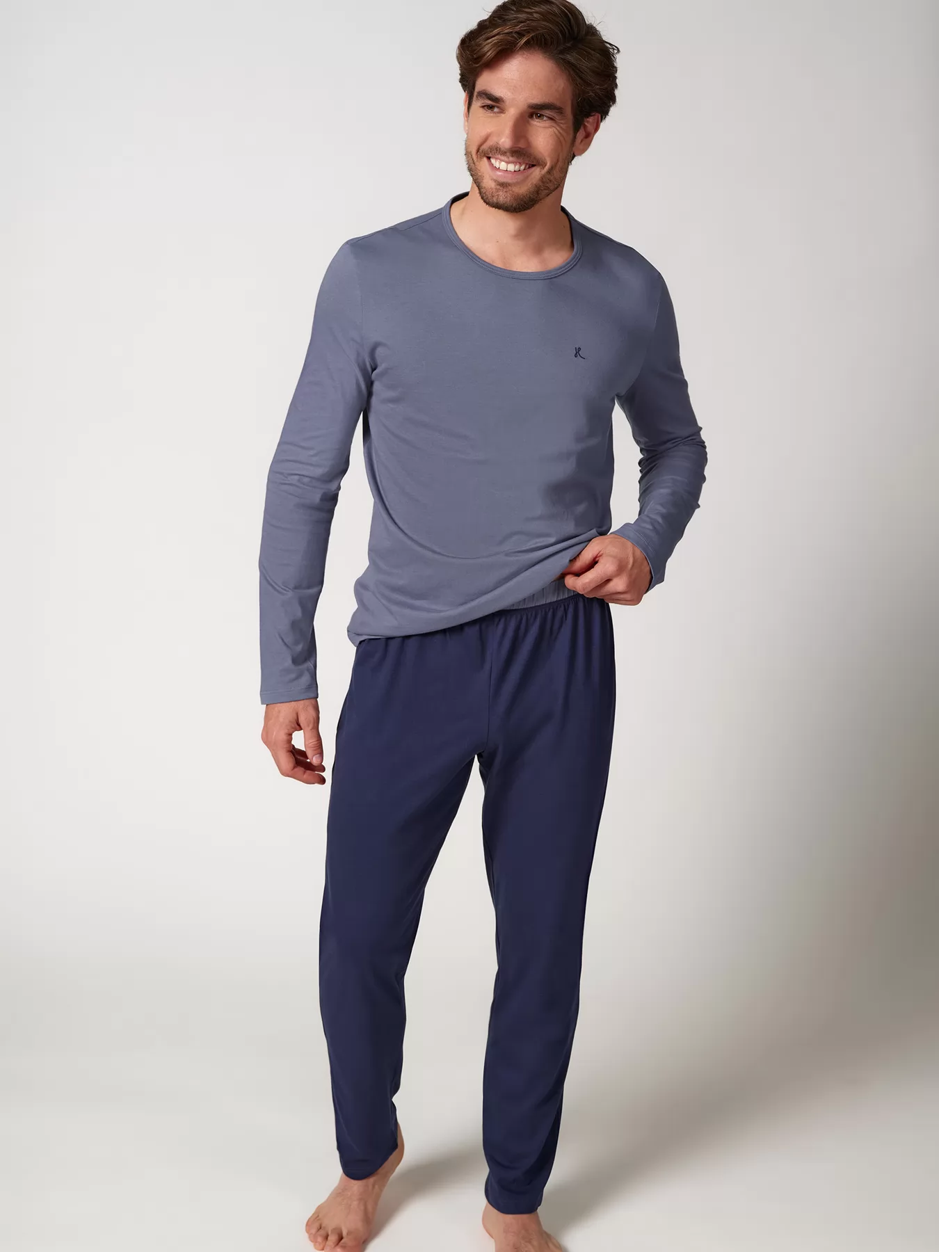 Granatowy, niebieski Piżama męska Huber Basic Selection 110099 - zdjęcie 1