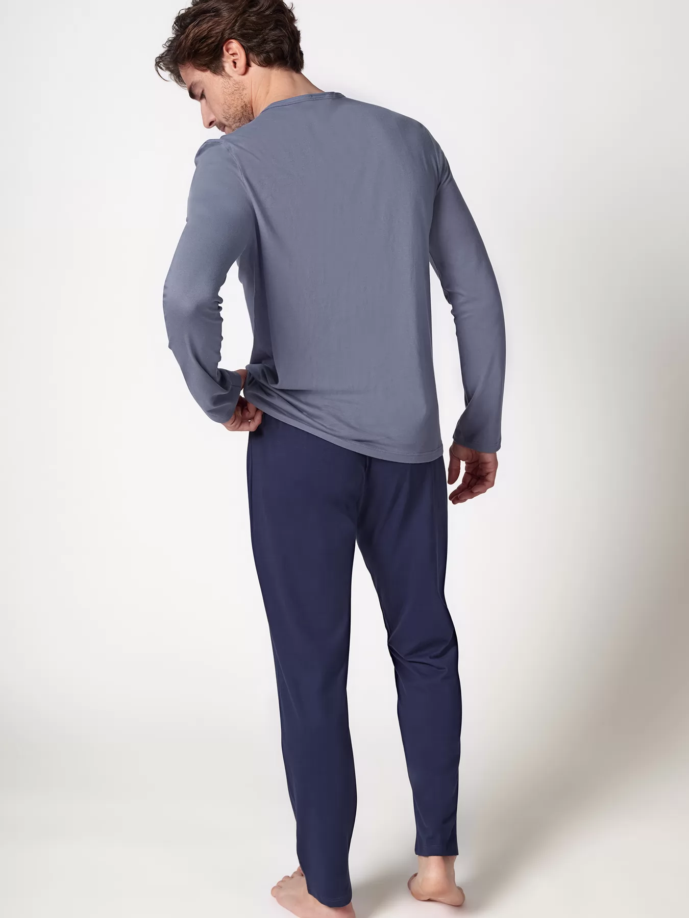 Granatowy, niebieski Piżama męska Huber Basic Selection 110099 - zdjęcie 2