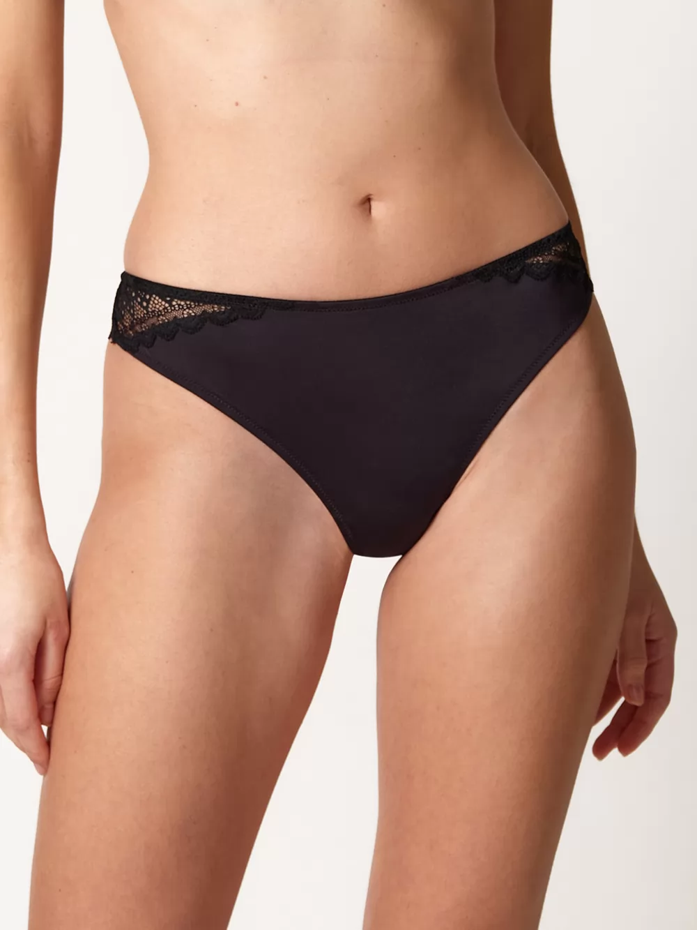 Czarny Stringi damskie Huber Micro Ornament 010247 - zdjęcie 1